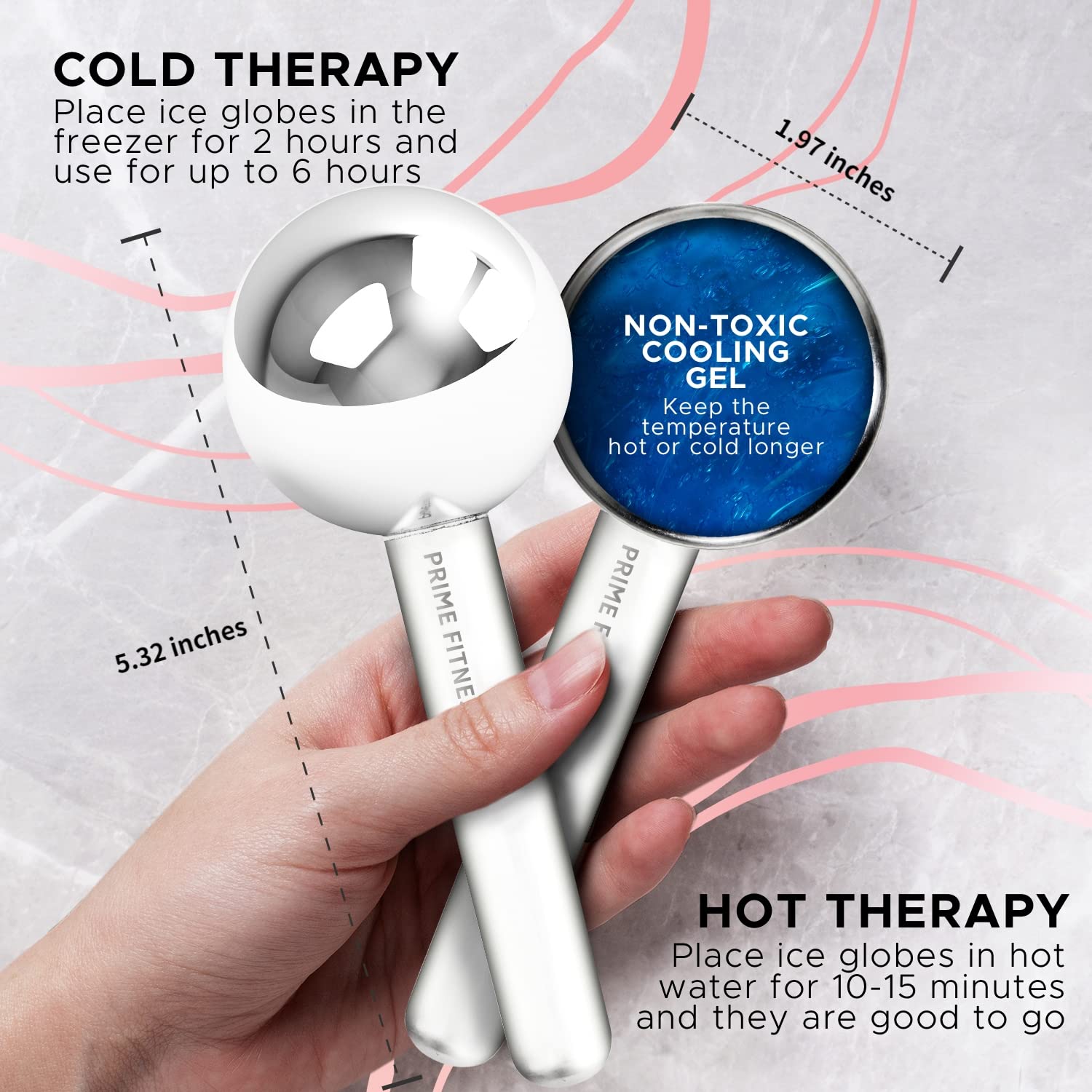 Cryo Facial Ice Globes – Unbreakable Stainless Steel Cooling Roller & Massager for Face, Neck & Eyes | Reduces Dark Circles, Puffiness, Wrinkles & Boosts Collagen | Perfect for Morning Routine, Spa Days & Post-Workout Recovery (Gray)
