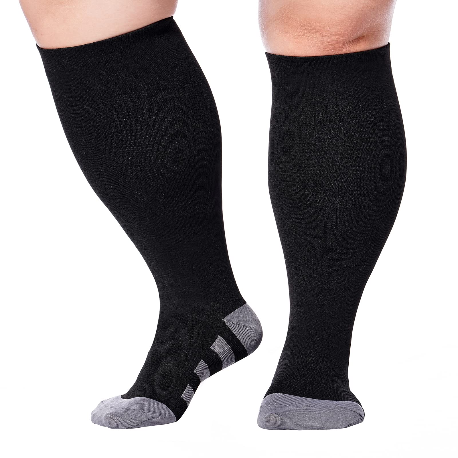 Abodhu Plus Size Compression Socks for Women & Men - 15-20mmHg Medical Grade Support, Wide Calf Knee High Socks for Circulation, Travel & Running - Best for Nurses, Athletes & Long Flights