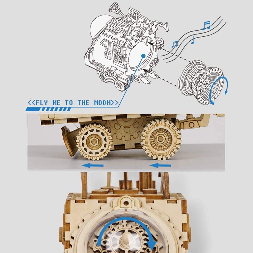 Retro Wooden Music Box DIY Kit - Handmade Spaceship Toy Gift for Kids & Adults | Perfect for Birthday, Christmas & Home Decor