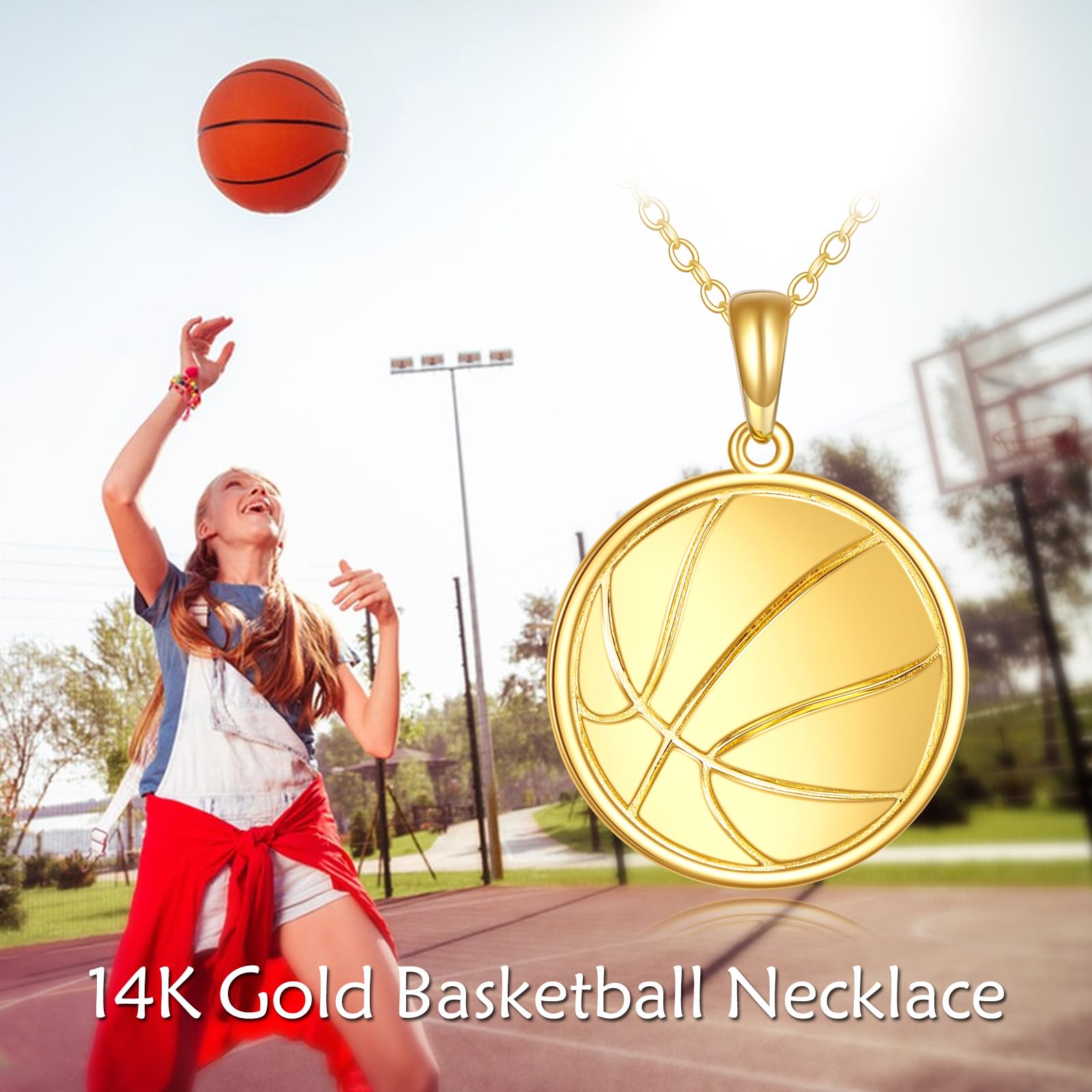 14K Solid Gold Sport Necklace Pendant - Real Gold Jewelry for Women & Men - Perfect Gift for Athletes & Sports Lovers - Gym, Running, Workout & Everyday Wear