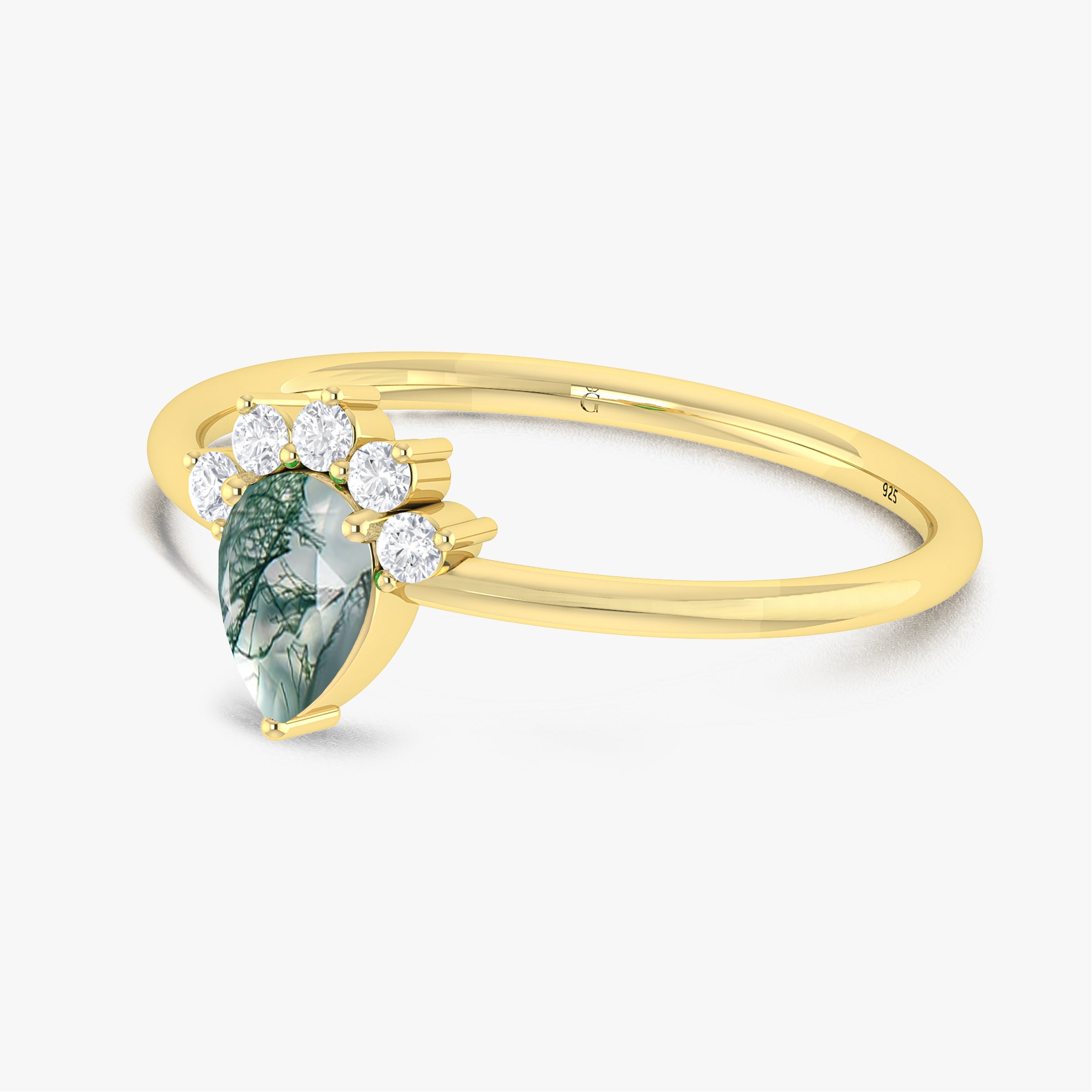 Genuine Moss Agate Pear Gemstone Ring - 925 Sterling Silver Handmade Jewelry for Women | Perfect for Weddings, Anniversaries & Special Occasions