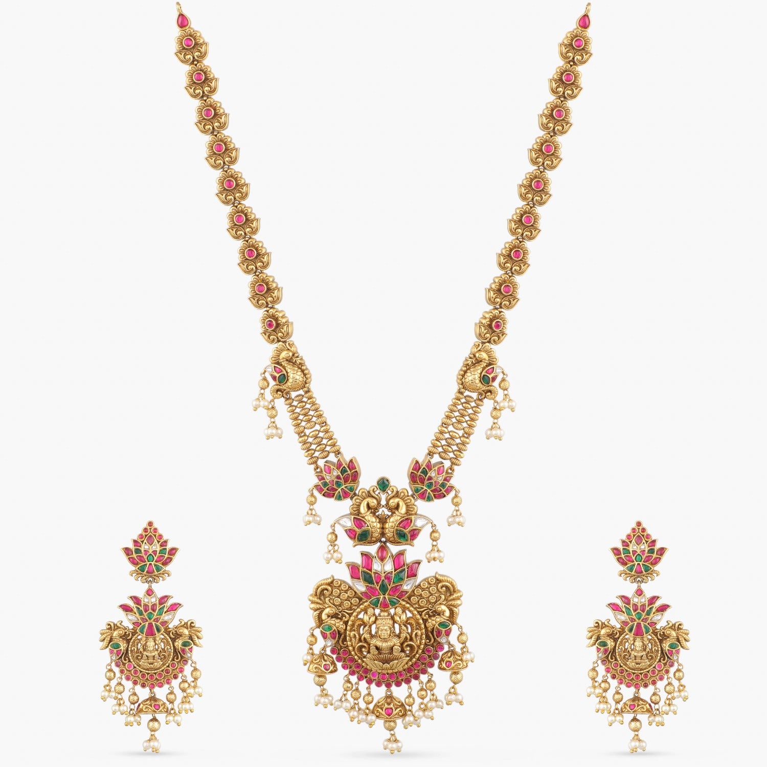 Vijaya Antique Temple Long Necklace Set - Handmade Indian Ethnic Jewelry for Women - Perfect for Weddings, Festivals & Boho Fashion