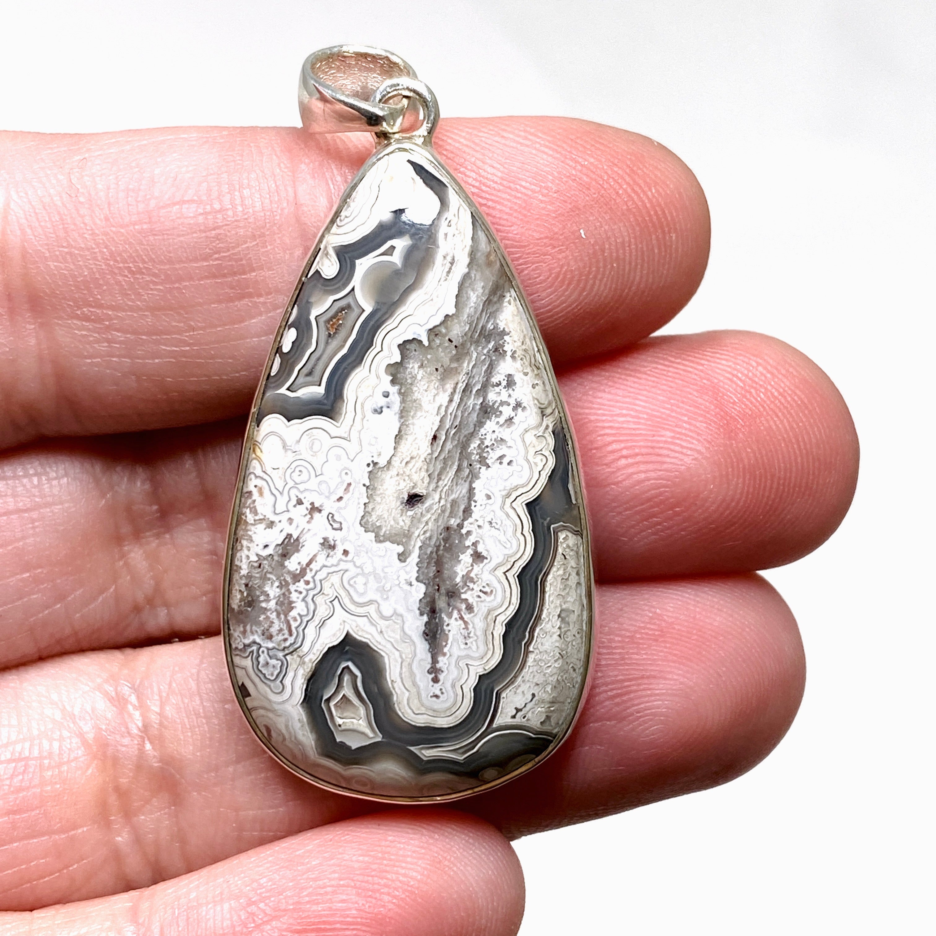 Mexican Crazy Lace Agate Teardrop Pendant Necklace KPGJ4574 | Handmade Gemstone Jewelry for Women | Perfect for Boho Fashion & Special Occasions