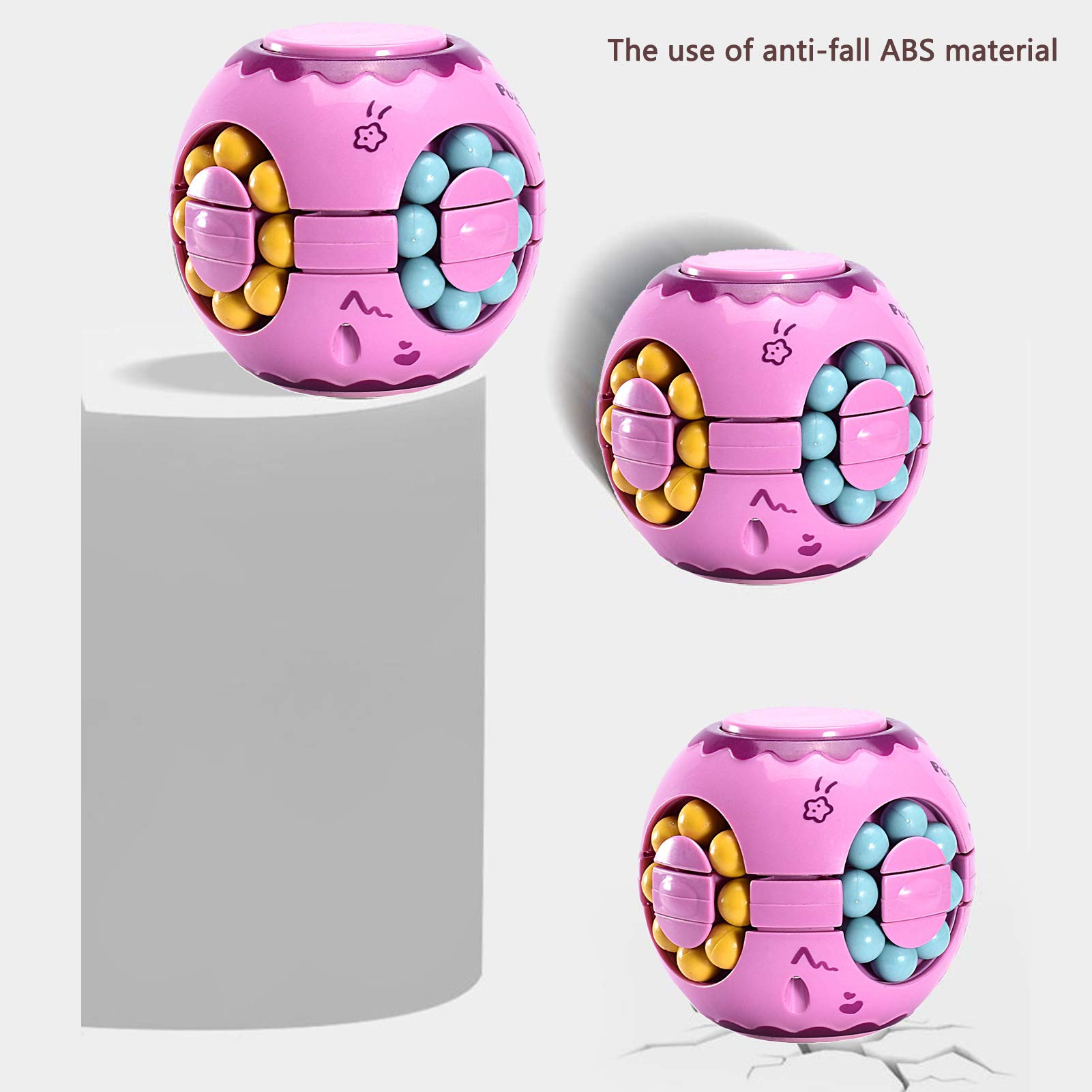 Rotating Magic Bean Cube Spinner Fidget Toy - Stress Relief & Anxiety Relief Puzzle for Adults & Kids - Educational Learning Toy for Focus & Relaxation - Perfect for Office, School & Home Use (Pink)