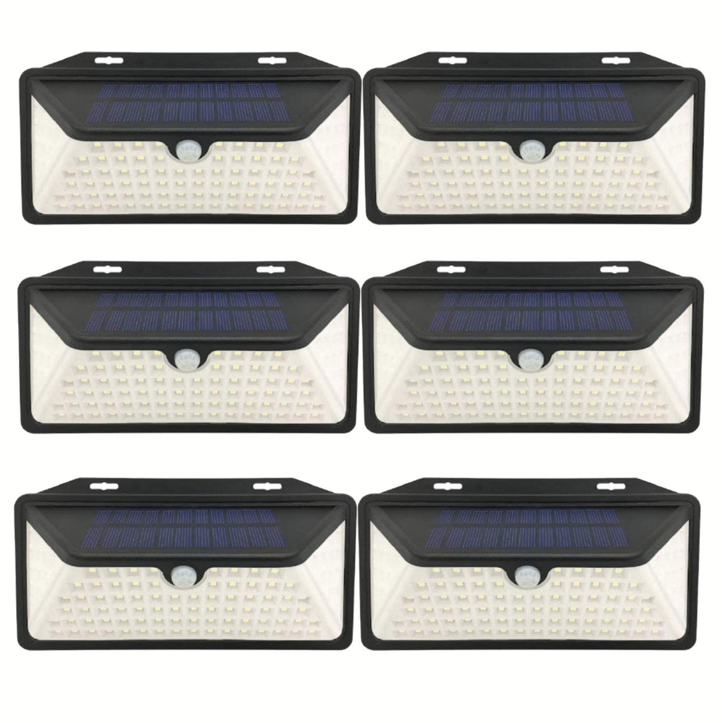 WBM Smart Solar Lights Outdoor - 100 LED Wall Lights with 3 Adjustable Modes, Wireless IP65 Waterproof Security Light (6 Pack) - Perfect for Garden, Patio, Pathway & Driveway Lighting
