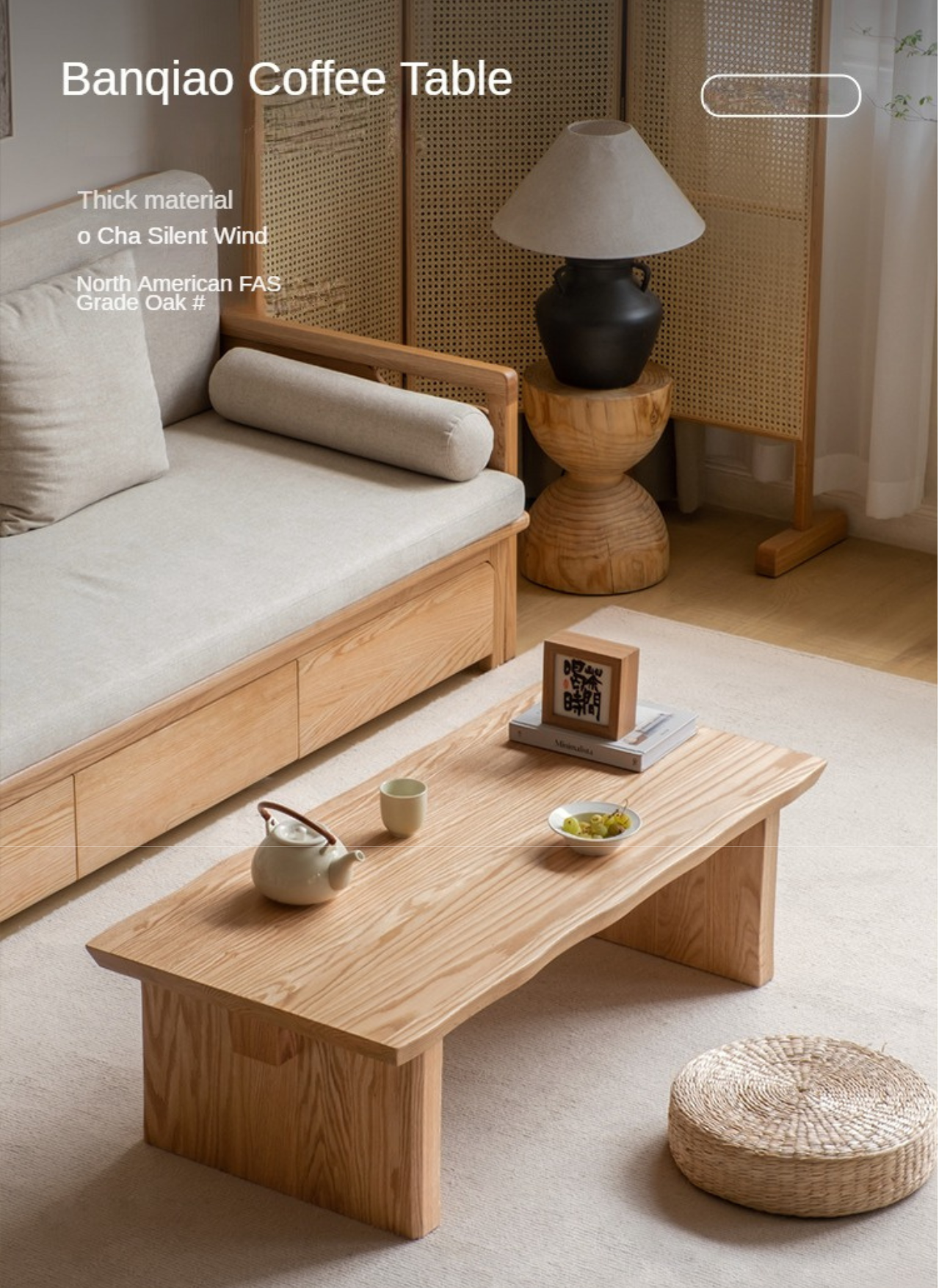 Handcrafted Live Edge Tea Table - Solid Oak & Birch Wood - Rustic Modern Coffee Table for Living Room, Lounge, or Office Decor