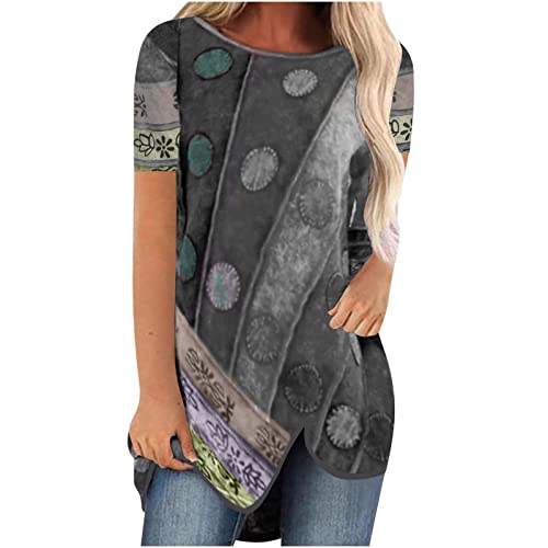 Women's Summer Tops - Casual Round Neck Short Sleeve Blouse with Irregular Hem | Loose Fit T-Shirt Style Shirt for Women | Perfect for Beach Outings, Casual Wear & Summer Vacations