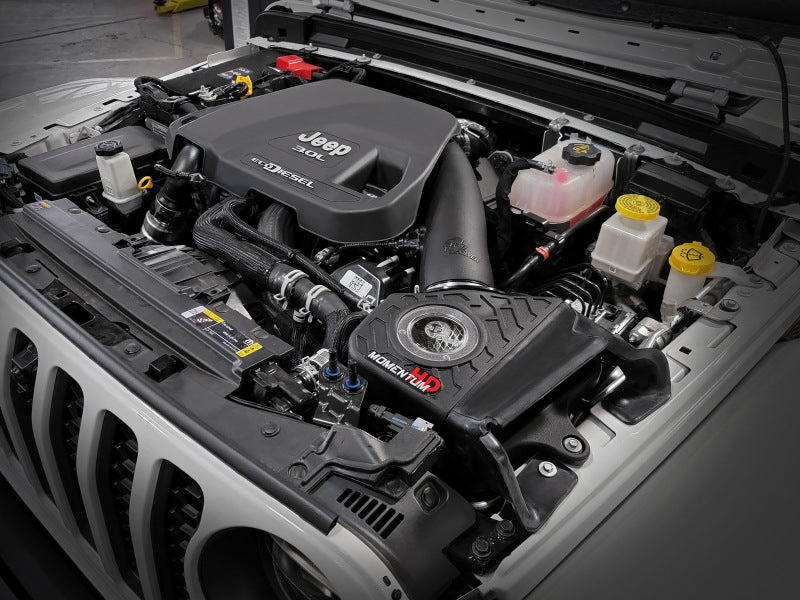 aFe 20-21 Jeep Wrangler (JL) V6 3.0L Turbo Diesel Momentum HD Cold Air Intake System with Pro Dry S Filter Media - Off-Road Performance Upgrade for Better Engine Airflow