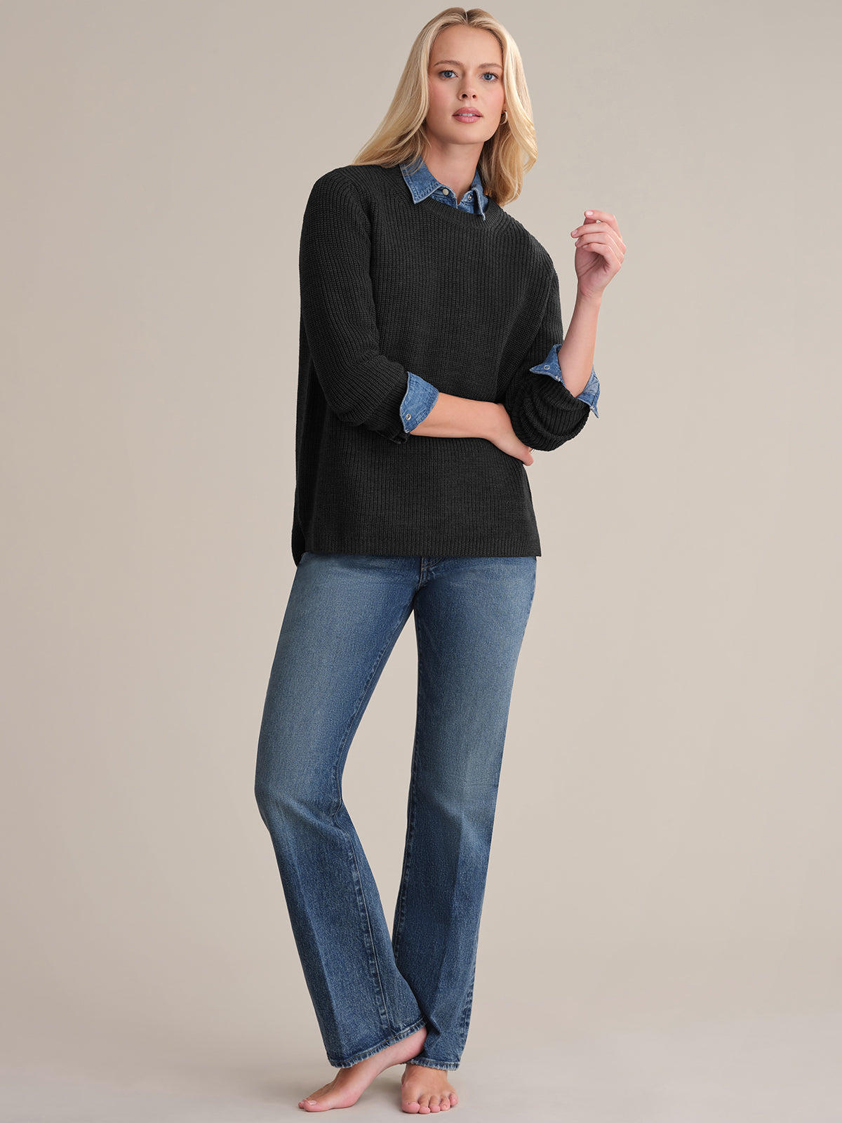 Emma Wool Crewneck Shaker Stitch Sweater - Cozy Knit Pullover for Women | Perfect for Fall & Winter Outfits, Casual Wear & Layering