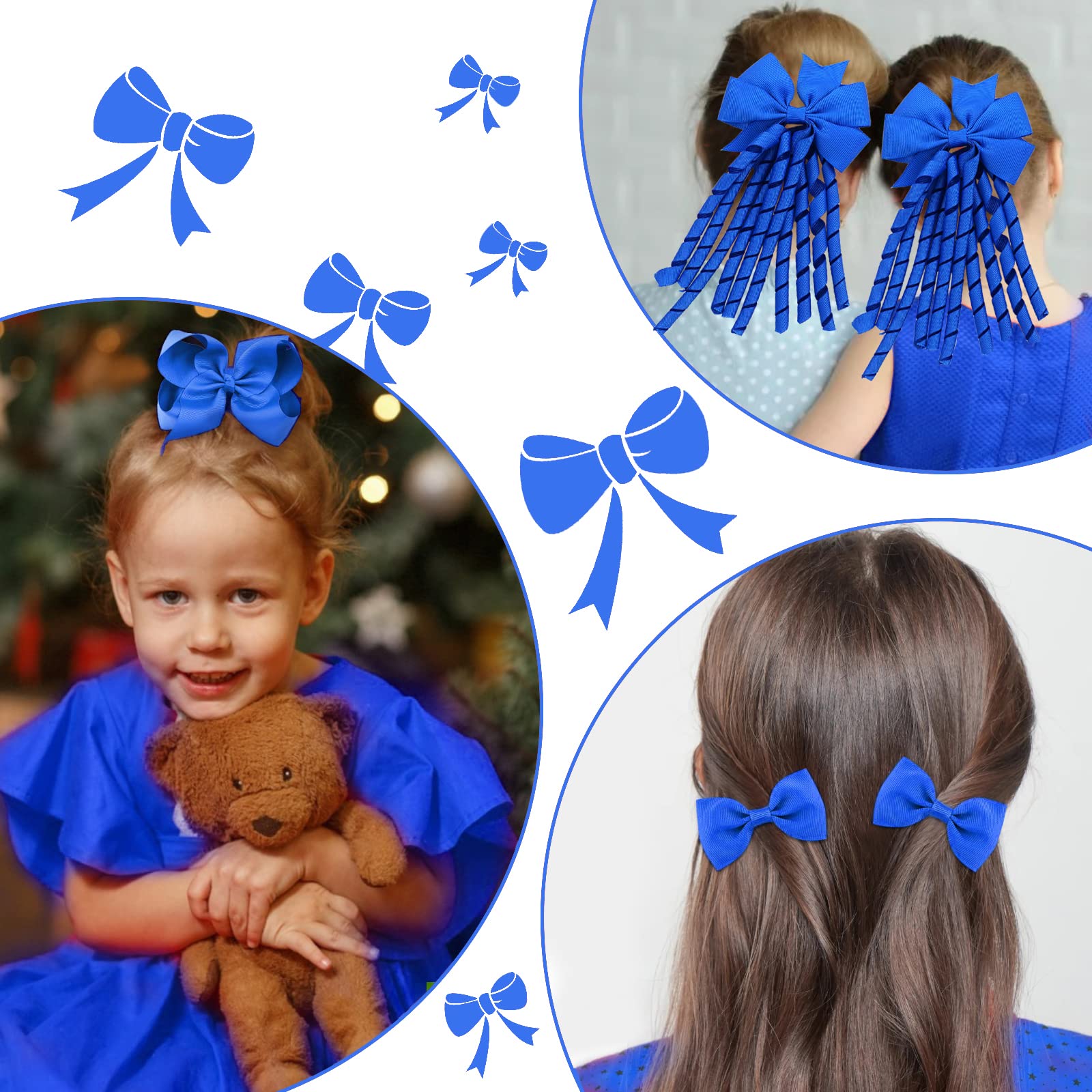 33Pcs Blue Hair Accessories Set for Girls - Hair Bows, Headbands, Clips & Elastics | Perfect for School, Christmas & Birthday Gifts | Toddler Hair Decorations & Party Supplies