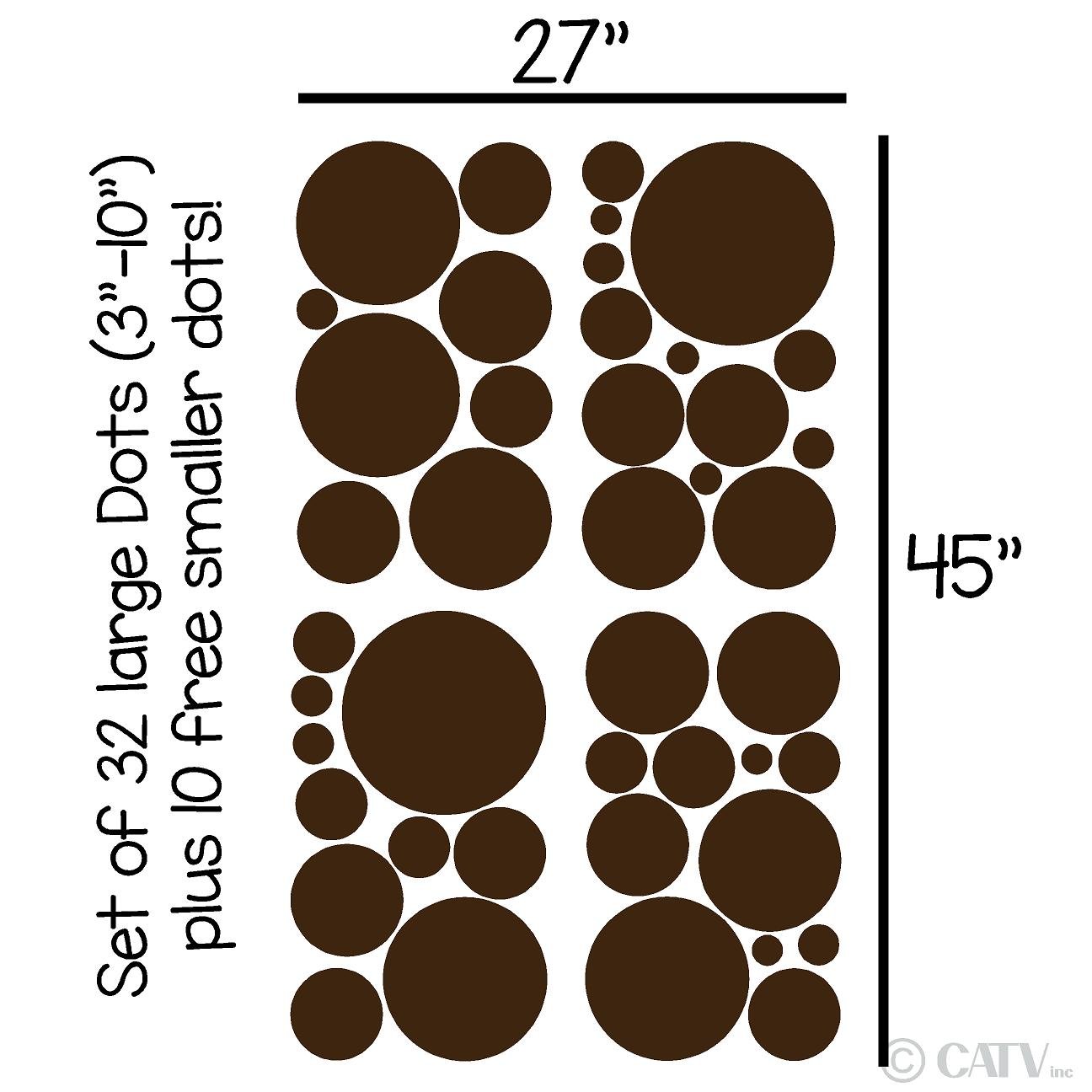 Polka Dot Wall Decals - Nursery Decor Stickers (32pcs, Brown) for Kids Room & Playroom