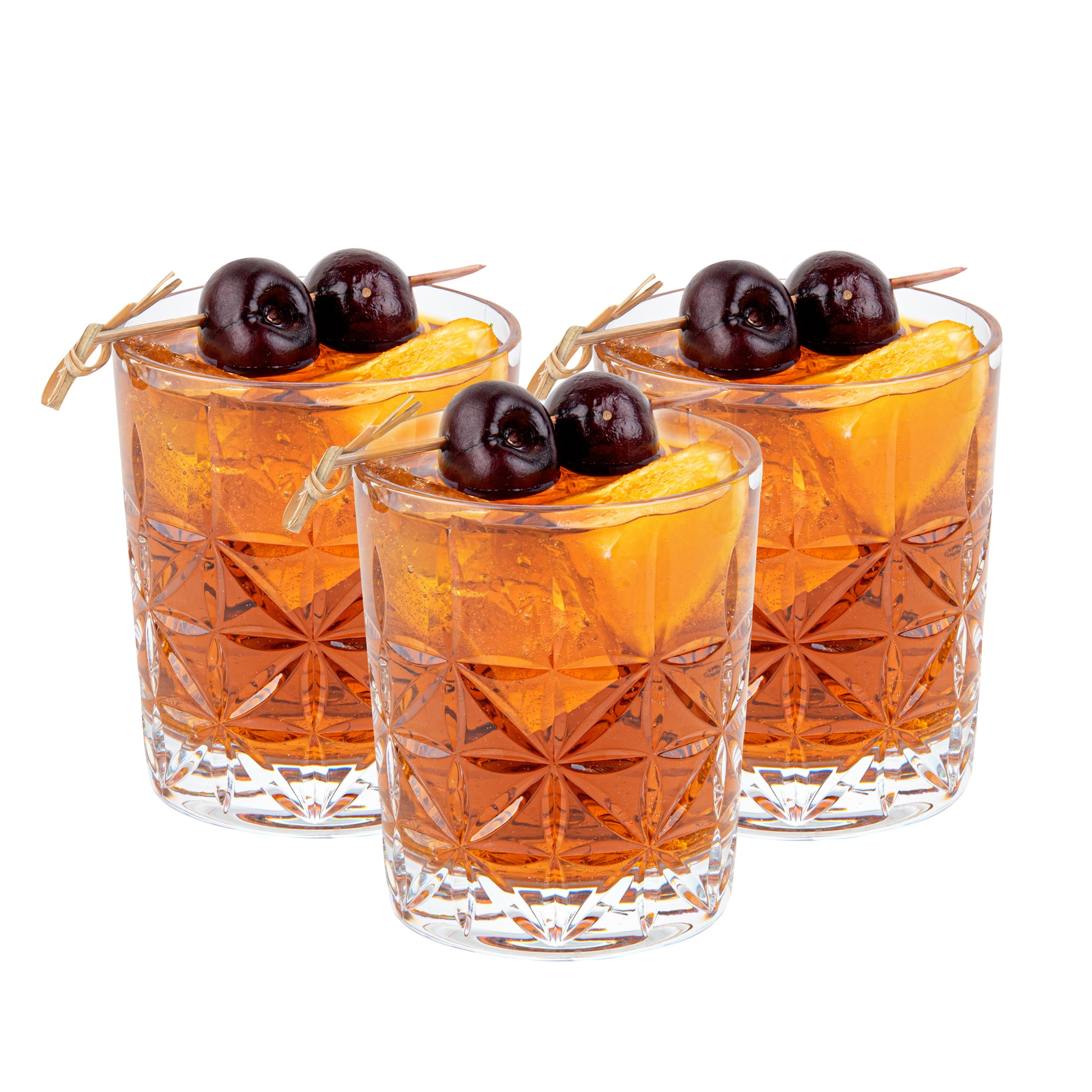Bev Tek 10 oz Polycarbonate Old Fashioned Whiskey Glasses - Cut Crystal Design (3.25