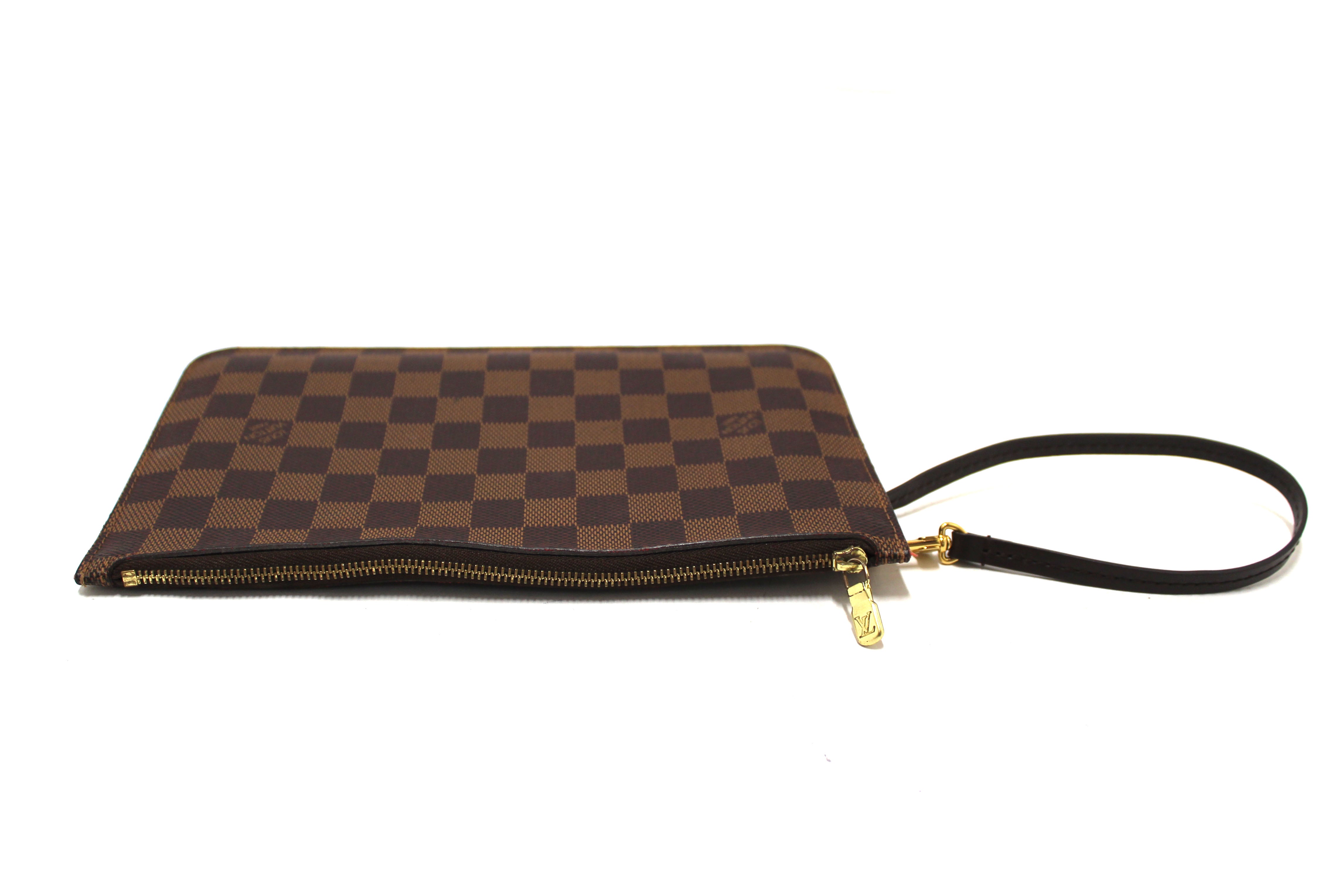 Authentic Louis Vuitton Damier Ebene Canvas Neverfull Pouch Pochette Bag - Luxury Crossbody Clutch for Women, Perfect for Travel, Work & Evening Events