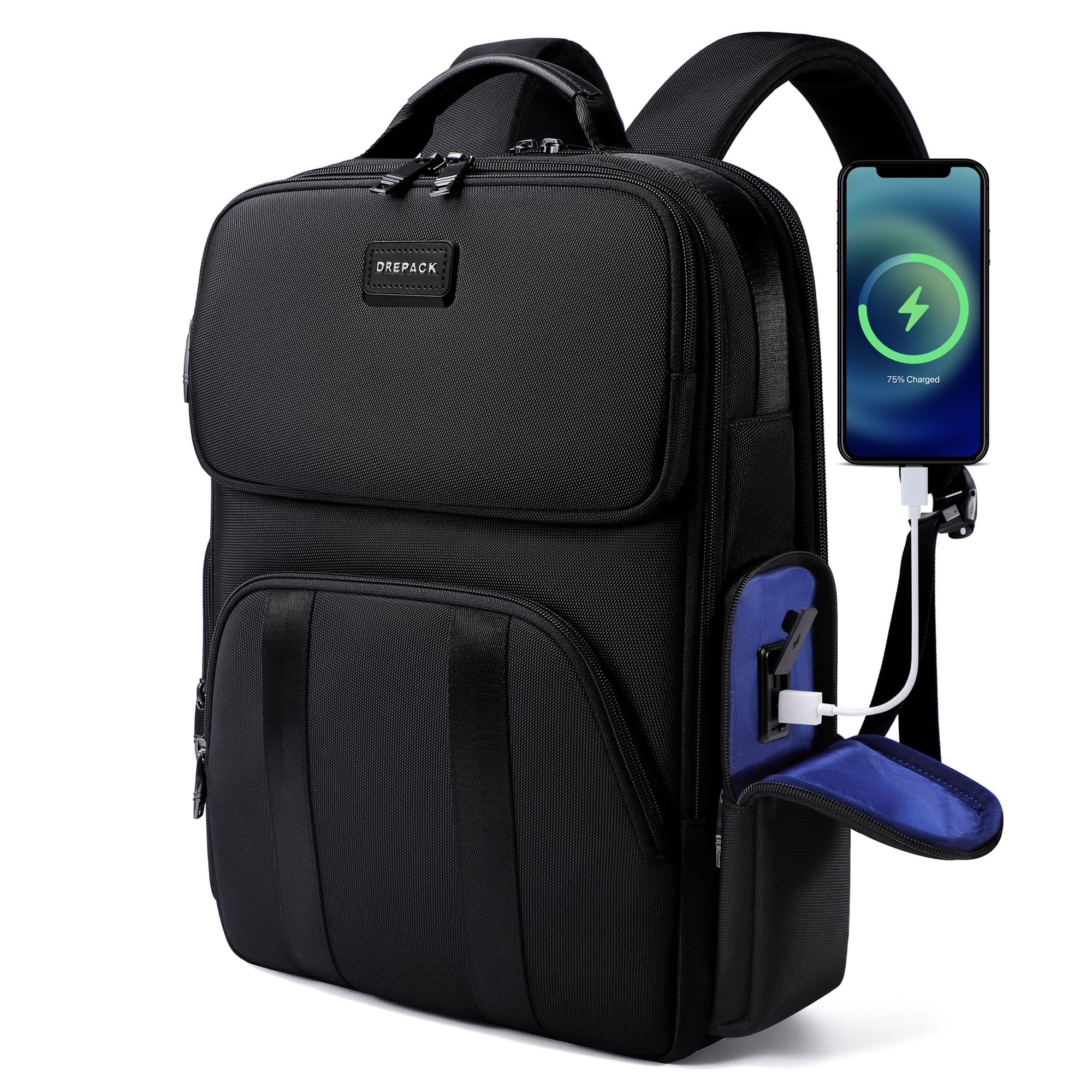 Durable Waterproof Laptop Backpack with USB-C Charging Port - Anti-Theft 15.6 Inch Notebook Bag for Travel, Work & School - TSA-Friendly Design, Perfect Gift for Professionals & Students