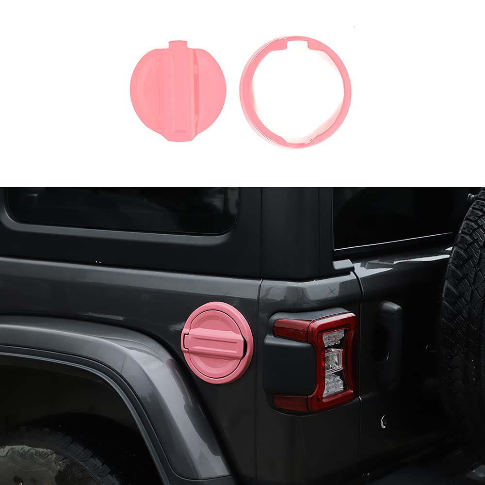 ABS Gas Cap Cover for Jeep Wrangler JL 2018+ - Pink Exterior Accessory, Fuel Door Decoration & Trim - Perfect for Off-Roading, Car Shows & Custom Jeep Modifications