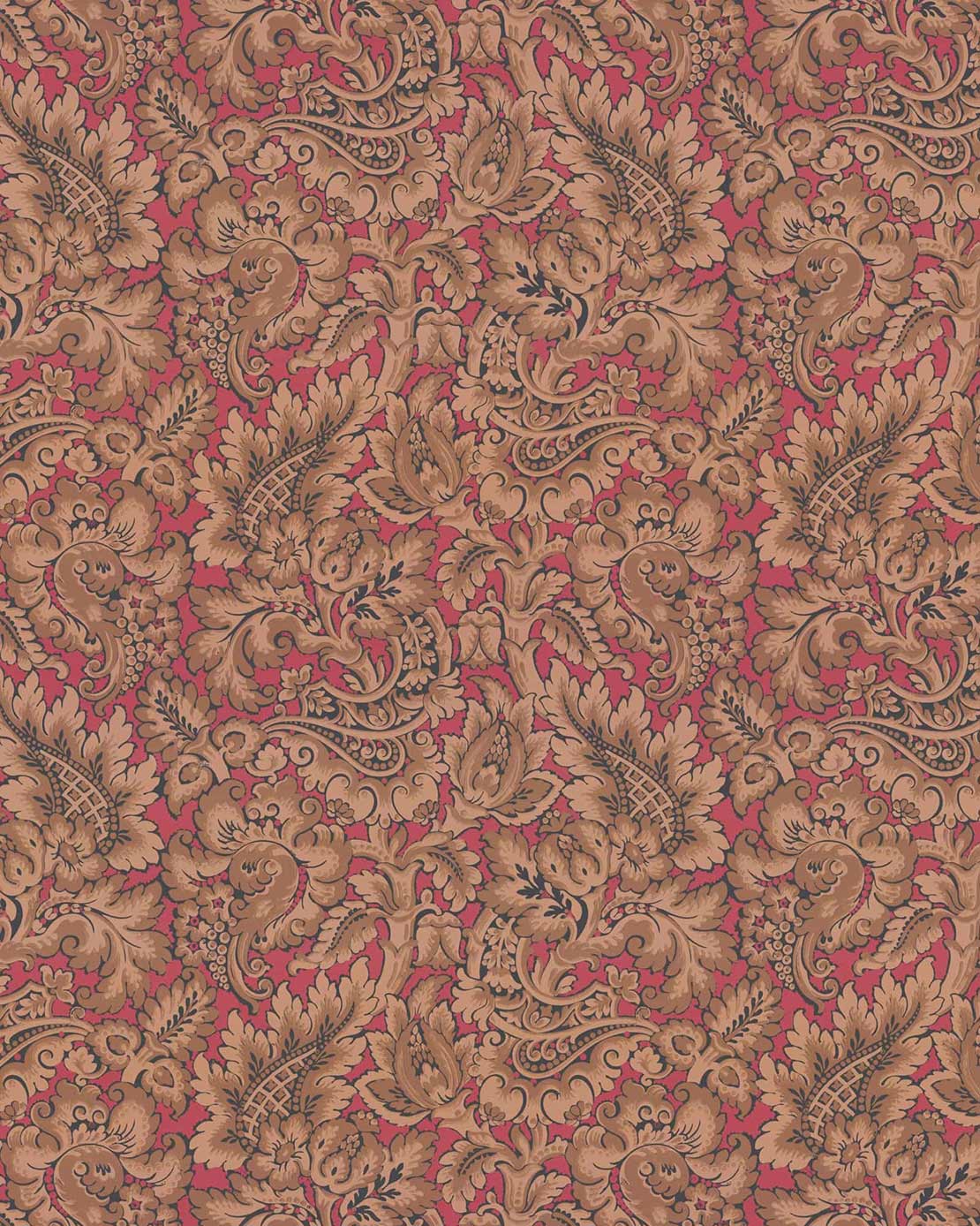 Lim & Handtryck Wallpaper Kashmir Brown/Red - Premium Hand-Printed Wallpaper for Living Room, Bedroom & Dining Room Decor