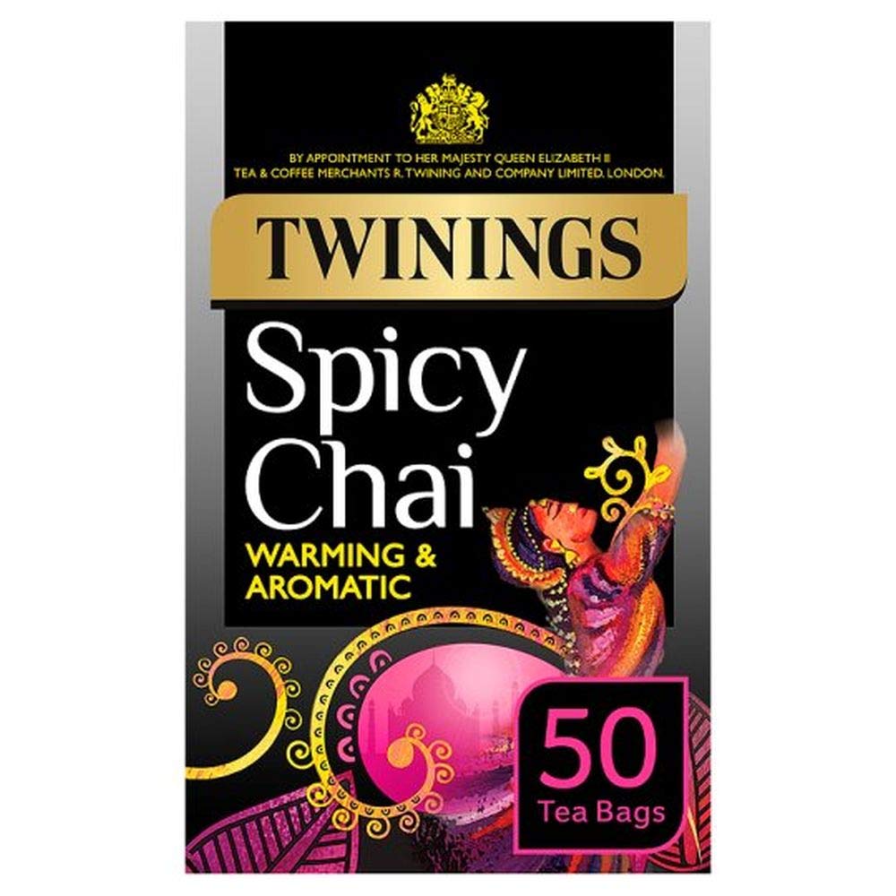 Twinings Spicy Chai Tea Bags - 50 Count | Premium Black Tea with Cinnamon & Clove | Perfect for Morning Boost or Afternoon Relaxation