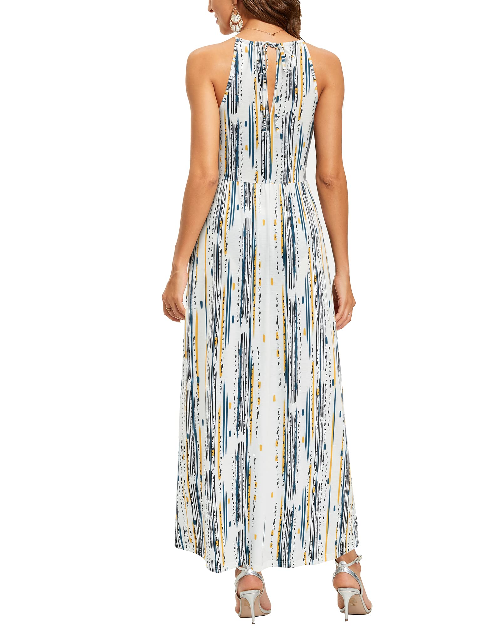 KILIG Women's Summer Maxi Dress 2025 - Casual Sleeveless Floral Sundress with Side Slit, Flowy Long Beach Dress for Vacation, Pool Party & Outdoor Date Night