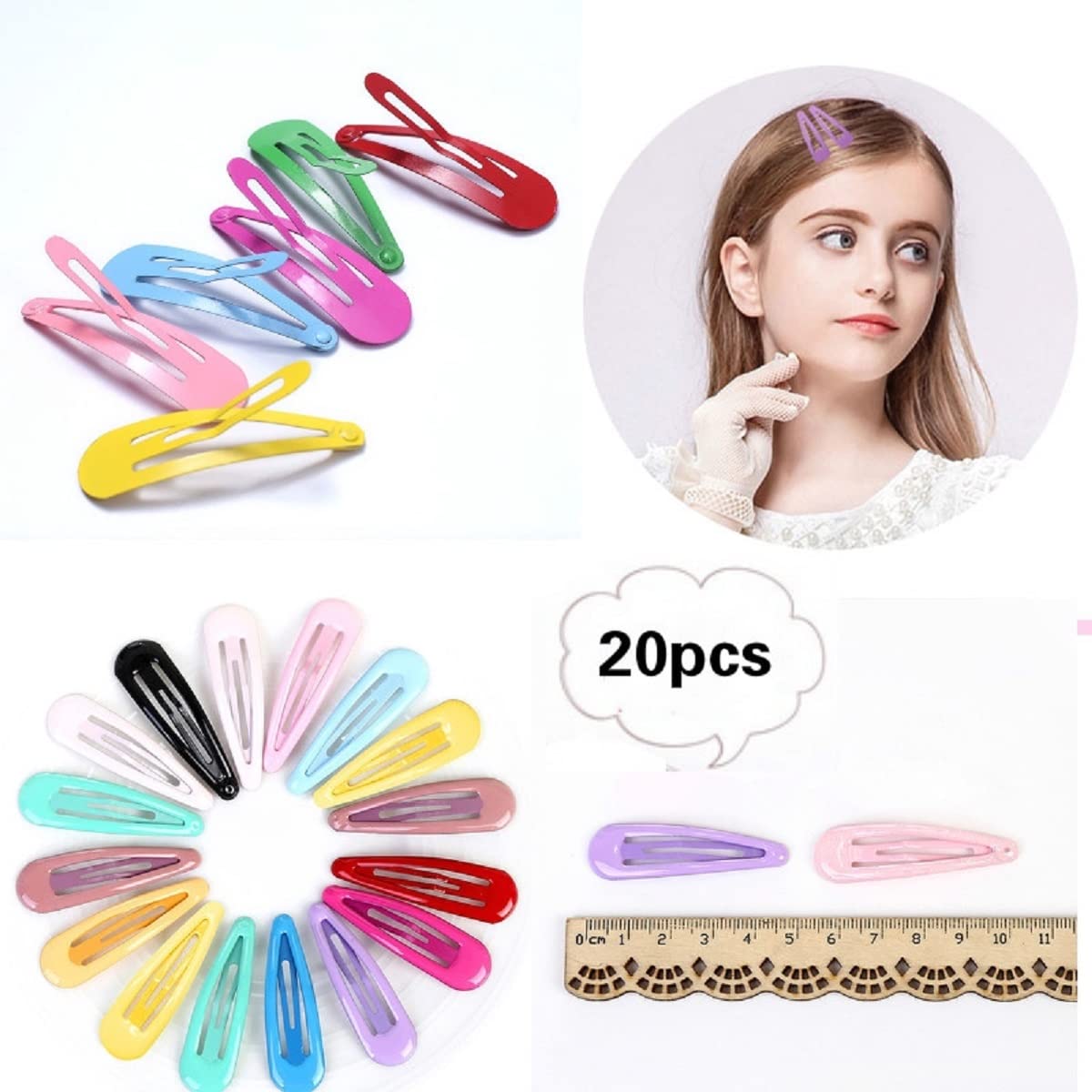 20-Piece Multicolor Stylish Tic Tac Hair Pins with Glossy Finish - Shining Hair Clips for Kids, Girls & Women (Random Colors) - Perfect for School, Parties & Daily Hairstyles
