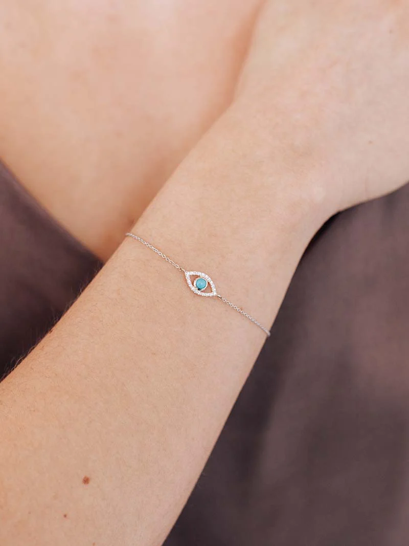 Evil Eye Protection Bracelet - Turquoise & Sapphire Beaded Handmade Jewelry for Women - Perfect for Good Luck, Spiritual Healing & Everyday Wear