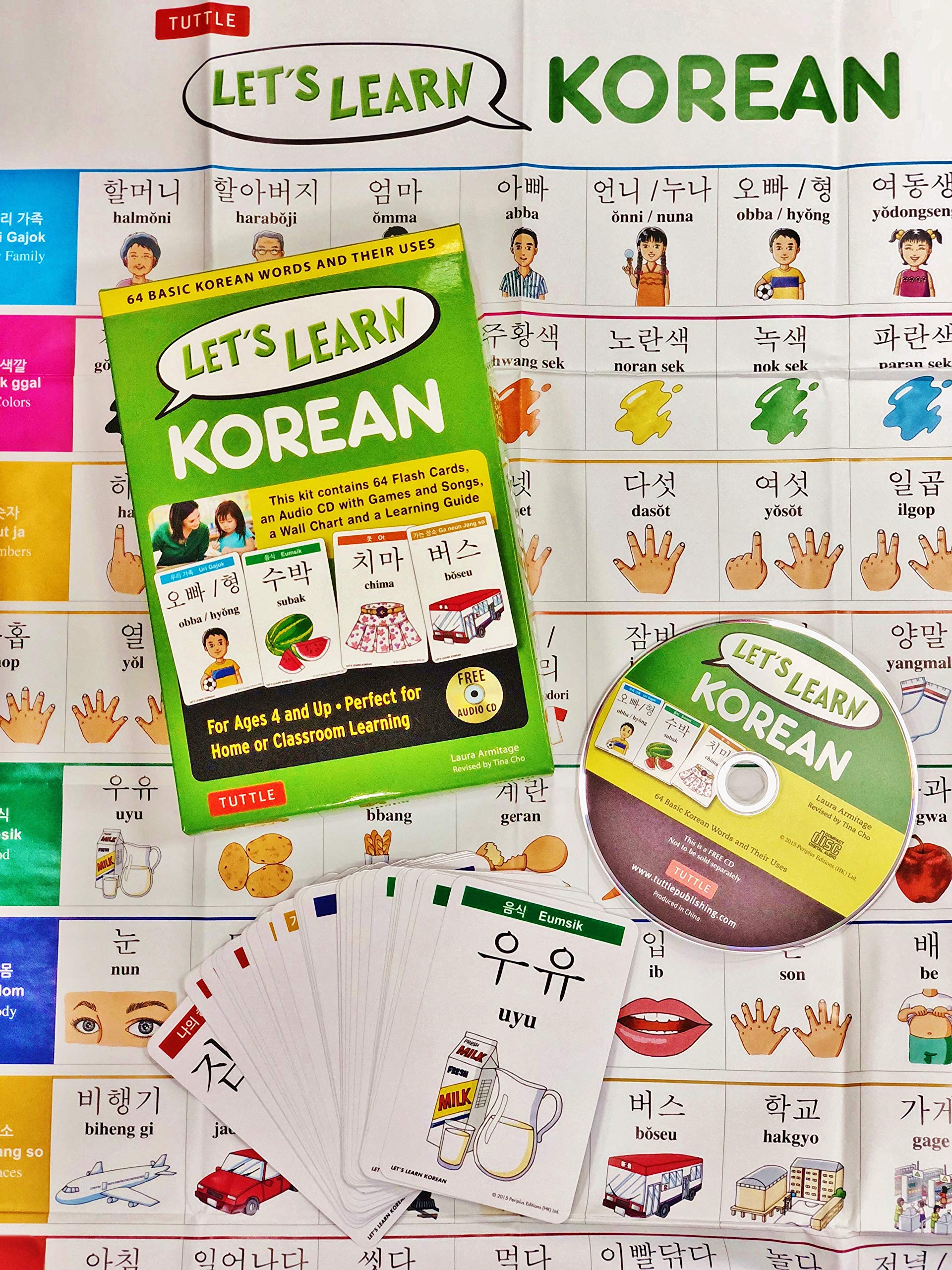 Learn Korean Fast with 64 Essential Words Kit - Includes Flashcards, Online Audio, Games, Songs & Wall Chart | Perfect for Beginners, Travel & Language Learning