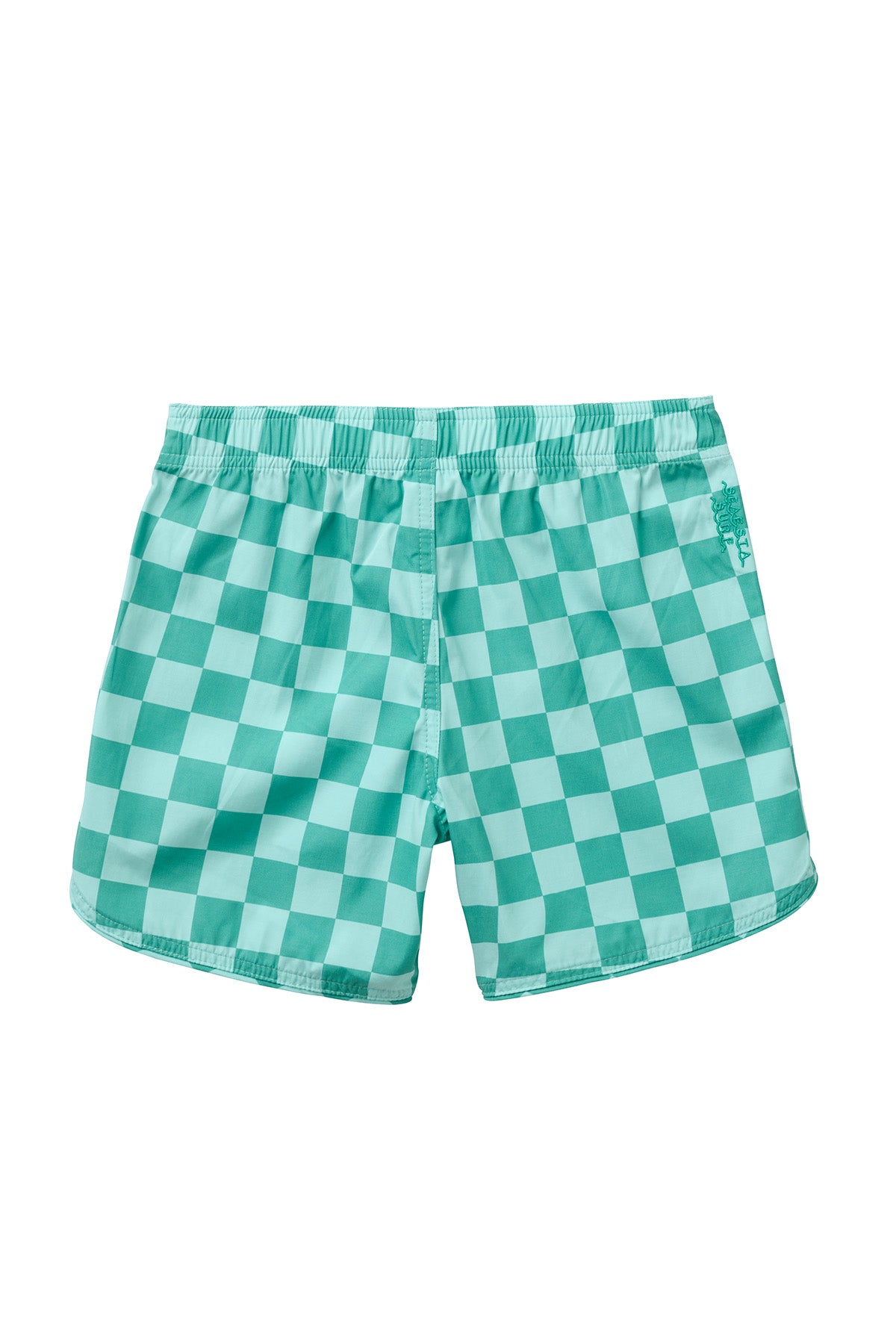 Seaesta Surf x Heather Taylor Home Candy Check Boardshorts - Emerald Green Swim Trunks for Men - Perfect for Beach, Surfing & Summer Vacations