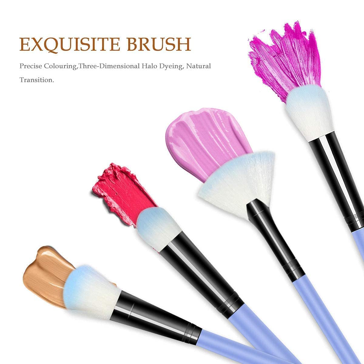 BELLAS Women's & Girls' 12-Piece Multicolor Makeup Kit with Blue Makeup Brushes Set - Perfect for Professional Makeup Artists & Beginners (Pack of 13) - Great for Travel, Home Use & Gift Giving