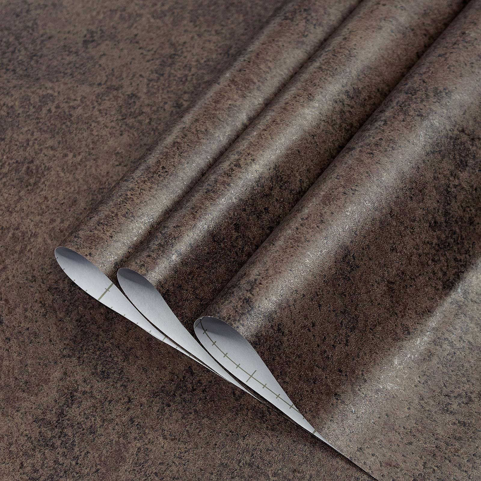 TOTIO Antique Bronze Gold Concrete Texture Wallpaper - Dark Brown Metallic Industrial Style Self-Adhesive Contact Paper (16x78 Inch) - Bubble-Free Matte Thickened Waterproof Wall Sticker for Kitchen Backsplash, Accent Walls & Furniture Makeover