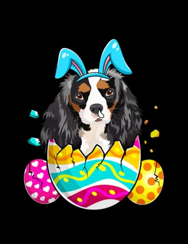 Cavalier King Charles Spaniel Bunny Ears Easter Notebook - 8.5 x 11 Inches, 100 Pages - Perfect for Easter Gifts, Journaling & School Supplies