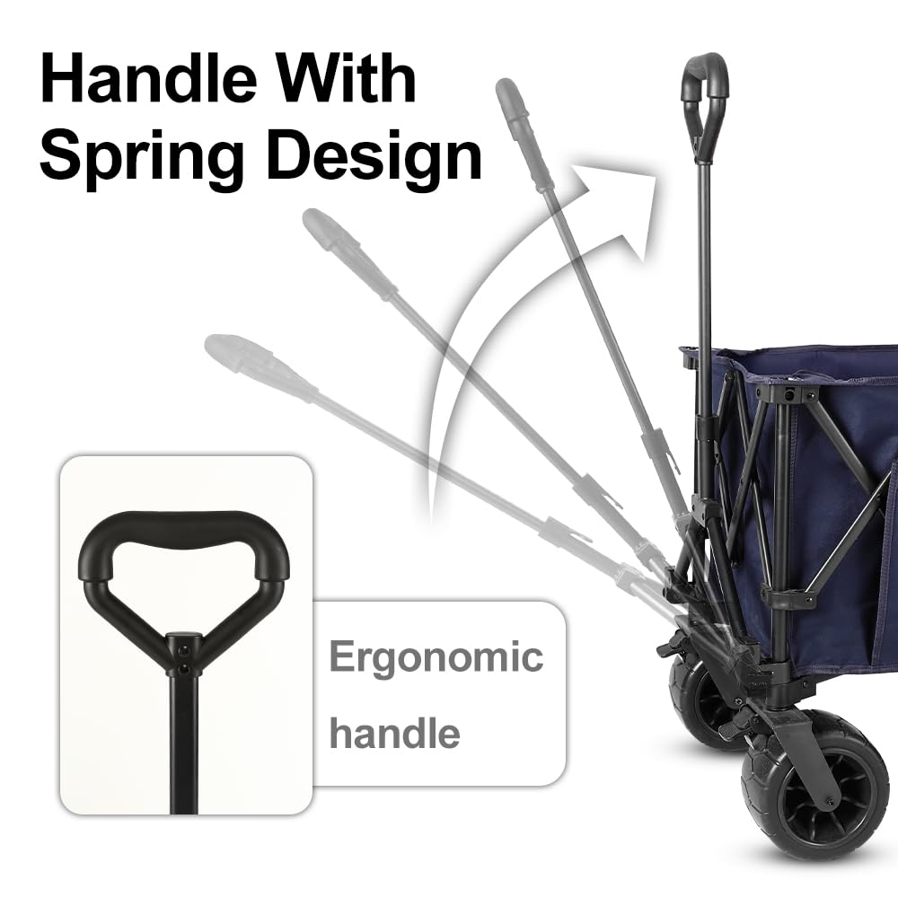 Whitsunday Collapsible Wagon Cart - Heavy Duty 400Lbs Capacity with All-Terrain Wheels for Gardening, Shopping, Camping, Fishing & Outdoor Picnics - Perfect for Beach Trips, Farmers Markets and Tailgating (Blue)