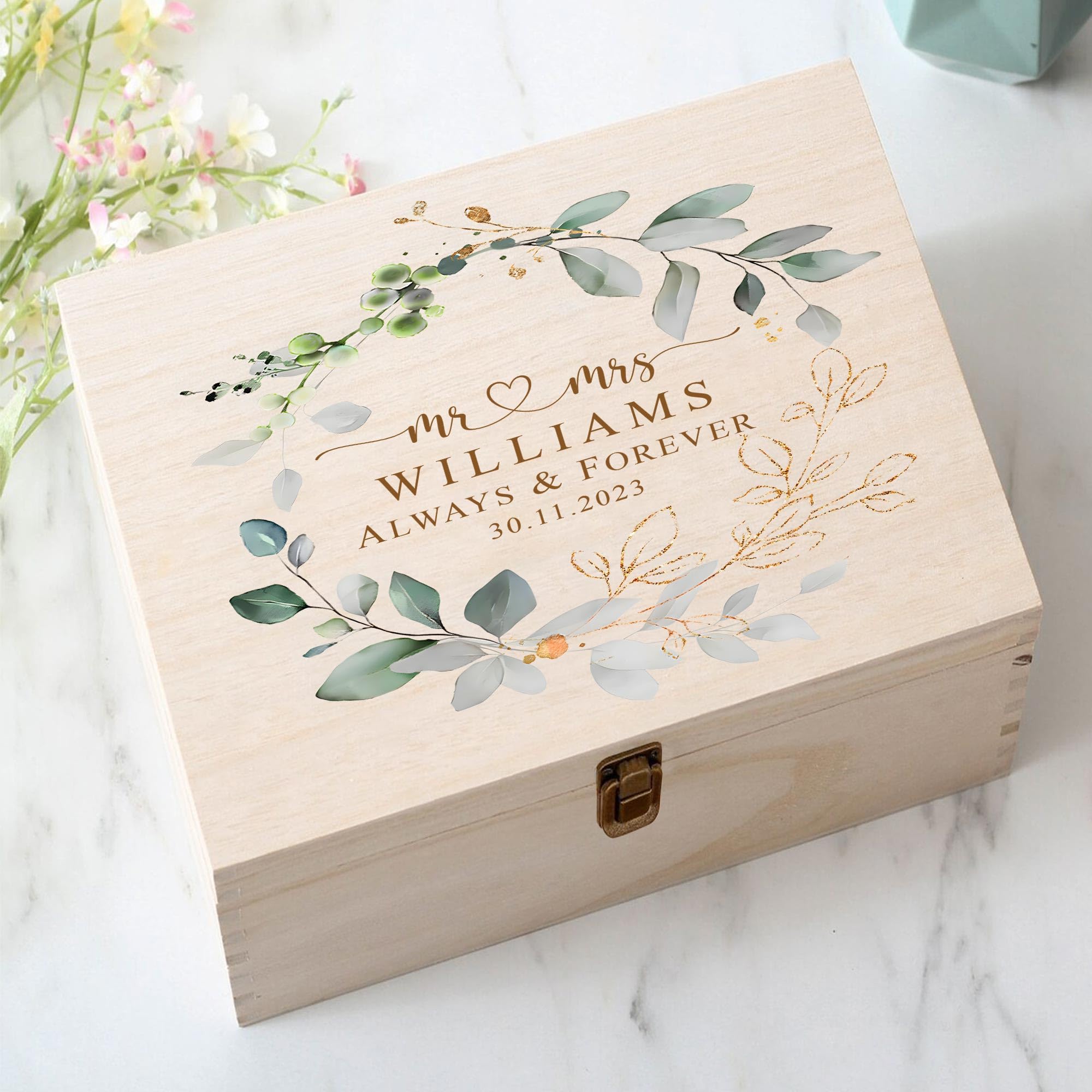Personalized Wedding Keepsake Box for Couples - Romantic Gift for Anniversaries