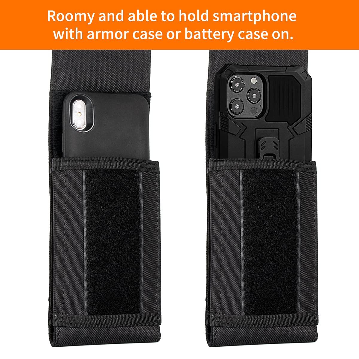 BVYA Tactical MOLLE Phone Holster Pouch - Compatible with iPhone 15 Pro Max/15 Pro/15 Plus/15/14 Pro Max/13 Pro Max/12 Pro Max & 4.7