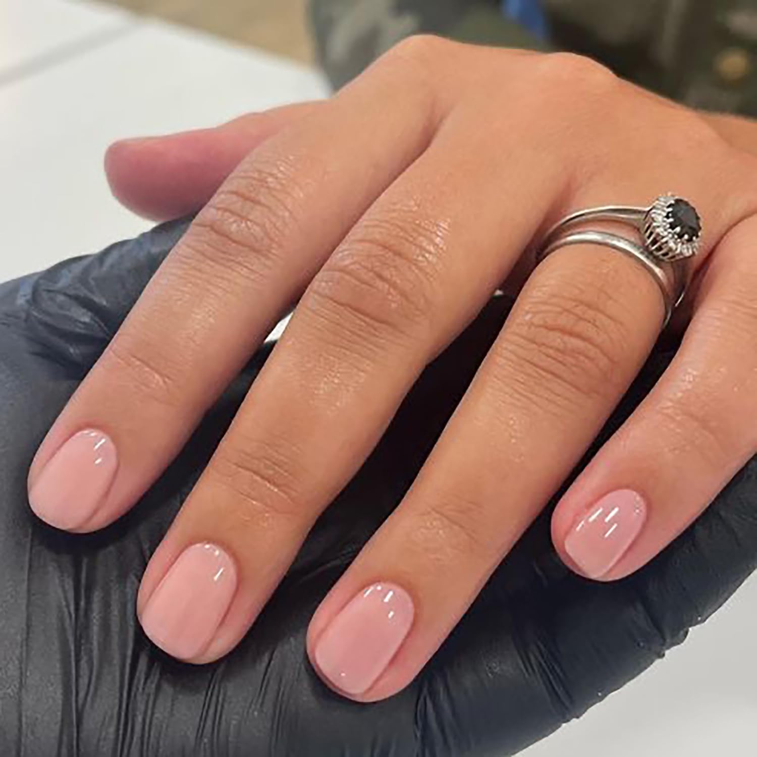 24Pcs Short Square Press On Nails - Nude Pink Acrylic False Nails with Glossy Designs, Full Cover Glue On Fake Nails for Women & Girls | Easy DIY Manicure, Perfect for Parties, Weddings & Daily Wear