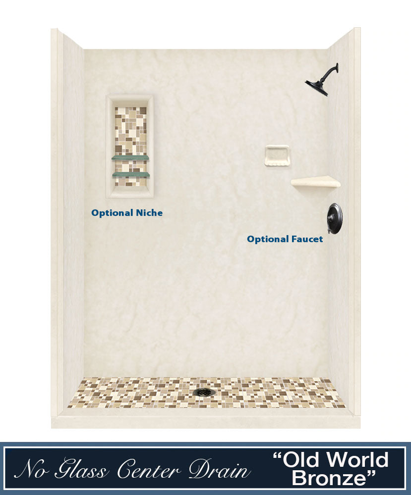 Premium Rafe Marble Alcove Shower Kit with 3 Accent Options (Liner Optional) - Luxury Bathroom Upgrade for Modern Homes & Spa-Like Experience