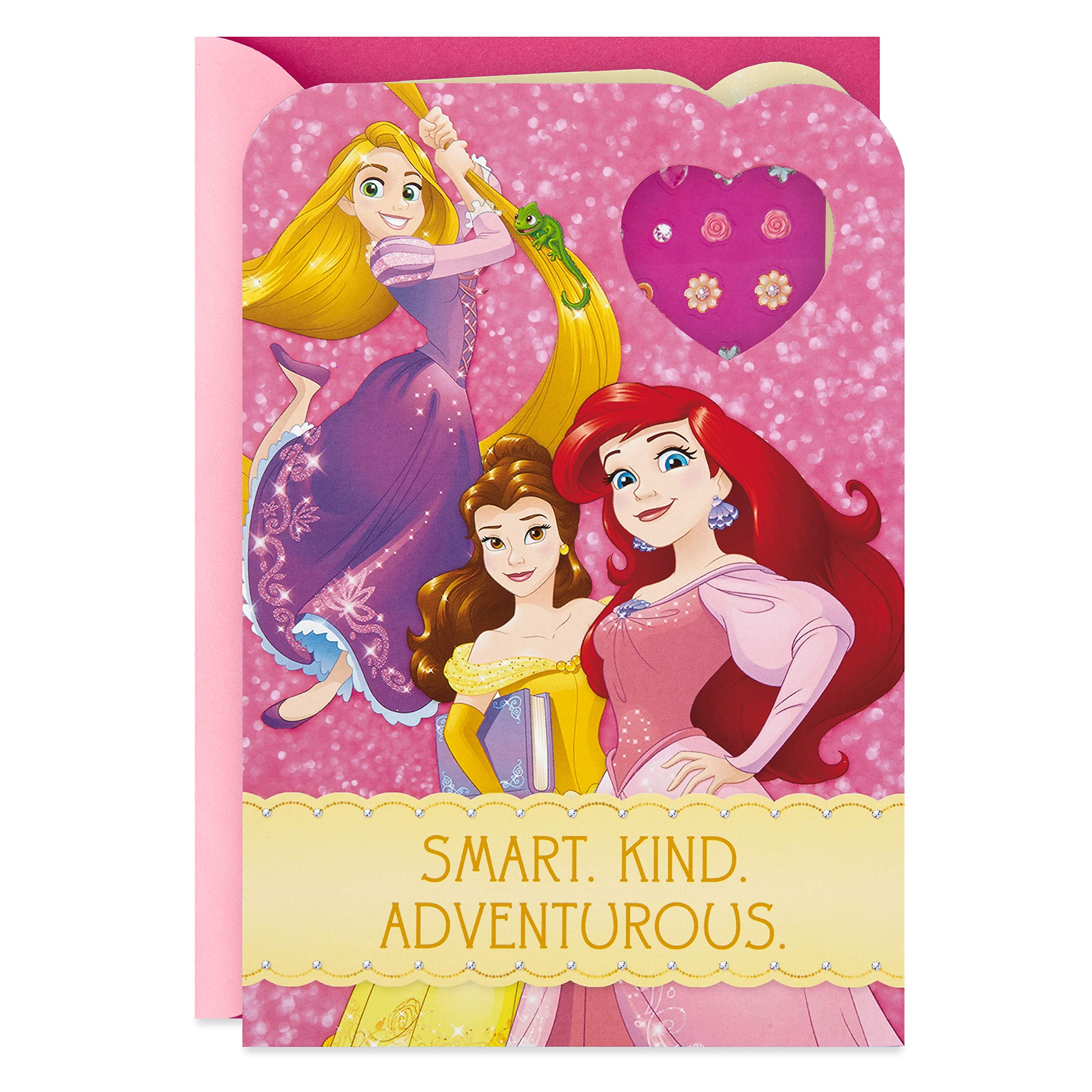 Disney Princess Birthday Greeting Card for Kids with Earring Stickers - Perfect for Birthday Parties, Gifts & Special Occasions