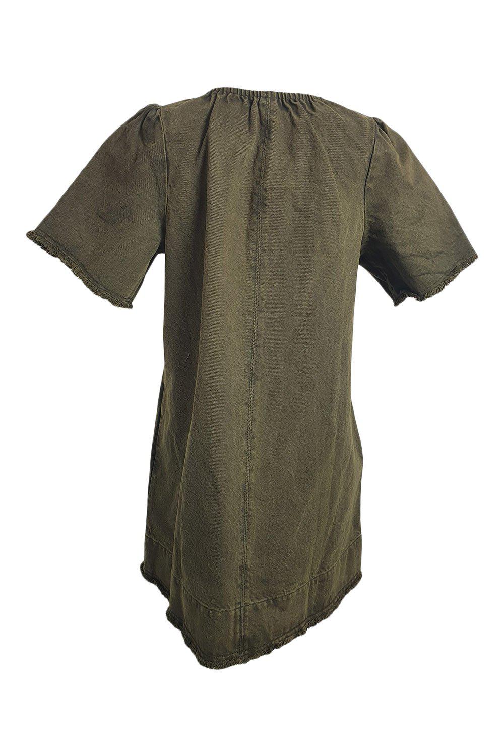 FREE PEOPLE 100% Cotton Green Denim Lace Front Mini Dress Size S - Boho Chic Summer Outfit for Beach, Party & Date Night