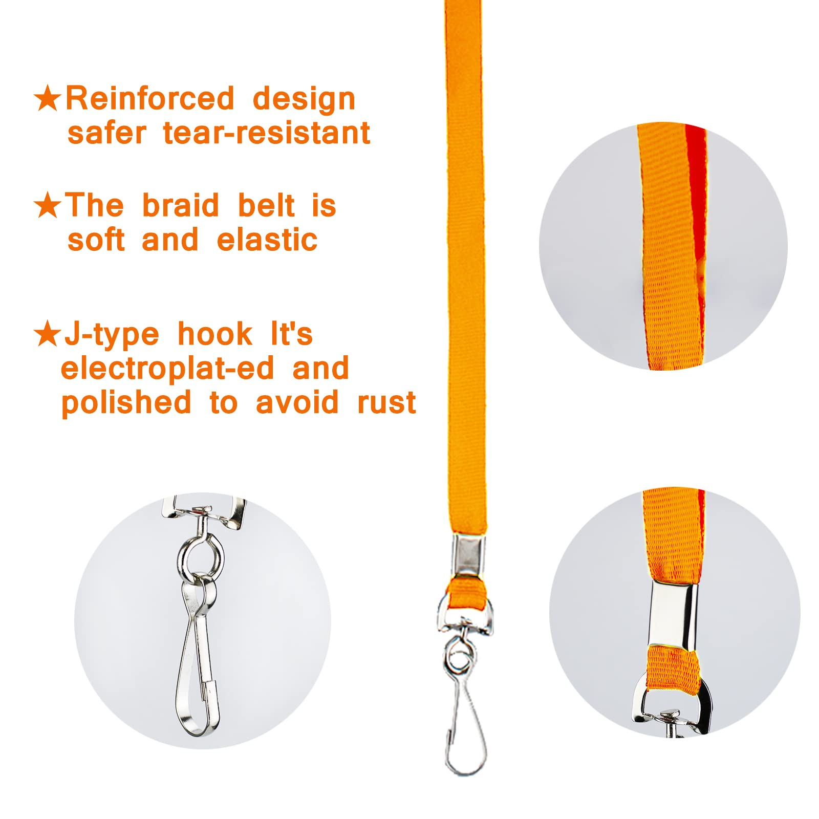 Orange Lanyards Bulk 50 Packs with Swivel Hook - ID Badge Holders for Work & Events