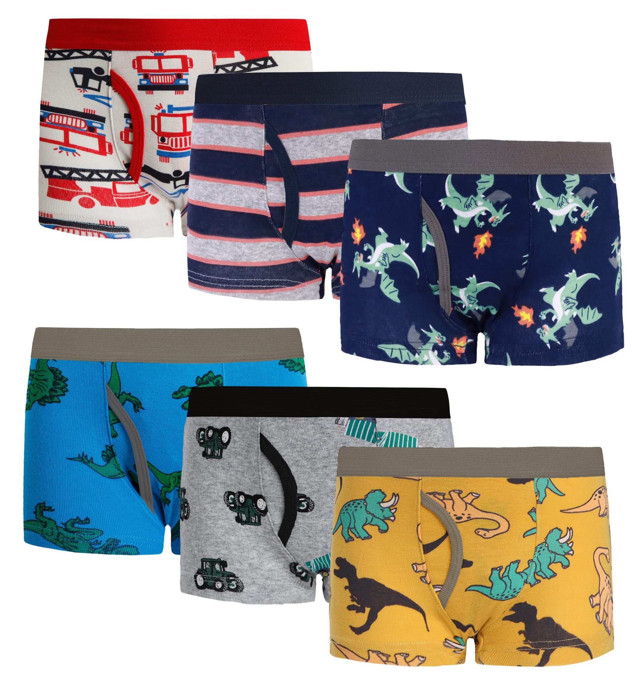 **Boys' Cotton Boxer Briefs - Dinosaur & Shark Print Underwear for Toddlers & Kids (3/6 Pack) - Soft, Breathable & Comfortable for Playtime, School & Daily Wear**