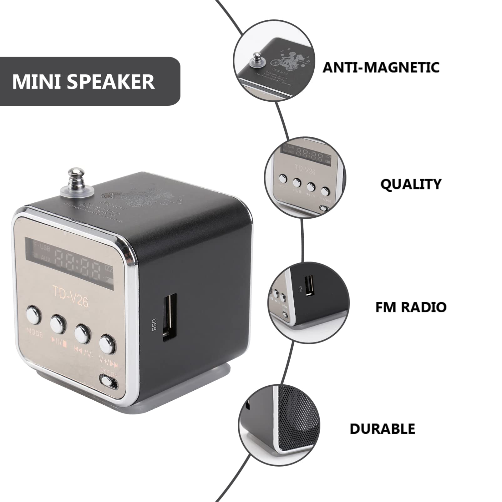 Portable AM/FM Radio Speaker - Mini Bluetooth Speaker with AM/FM Radio, MP3 Player, Handheld Travel Radio for Smartphones - Perfect for Camping, Travel, and Outdoor Activities