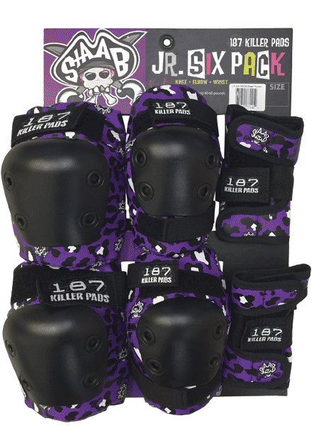 187 Junior Combo Pad Set - 6-Piece Protective Gear for Young Skateboarders & Scooter Riders - Perfect for Kids' Skate Park Safety & Outdoor Sports
