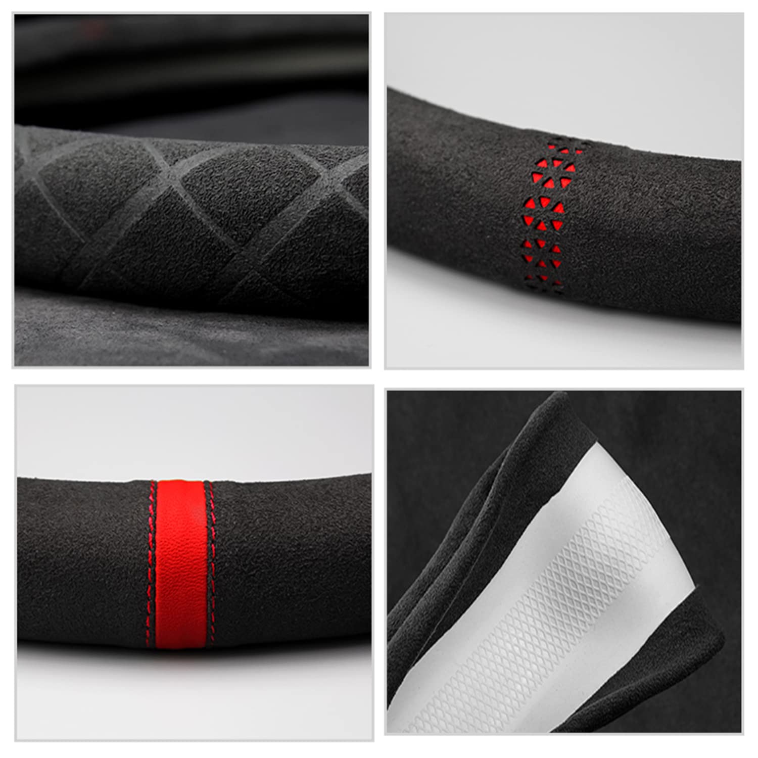 Premium Suede D-Shape Steering Wheel Cover - Non-Slip Leather Grip for Subaru WRX | 15 Inch Sporty Car Interior Upgrade | Perfect for Men & Women | Great for Daily Commutes & Road Trips