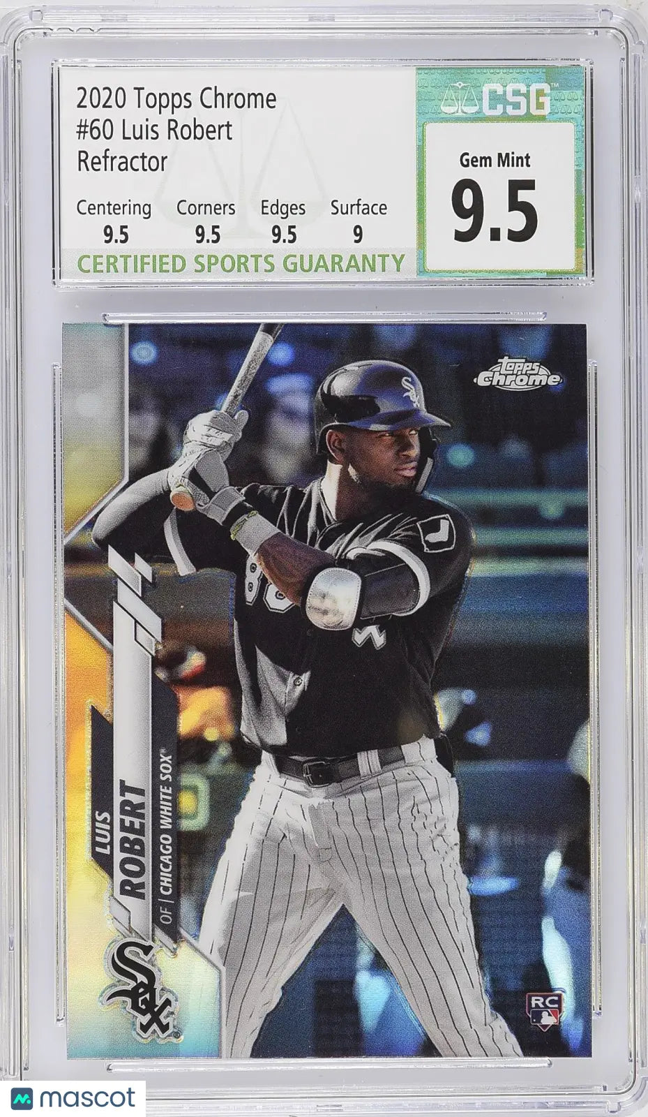 2020 Topps Chrome Baseball Luis Robert RC Rookie Refractor Card #60 - CSG 9.5 Gem Mint - Perfect for Sports Collectors & Baseball Card Investors