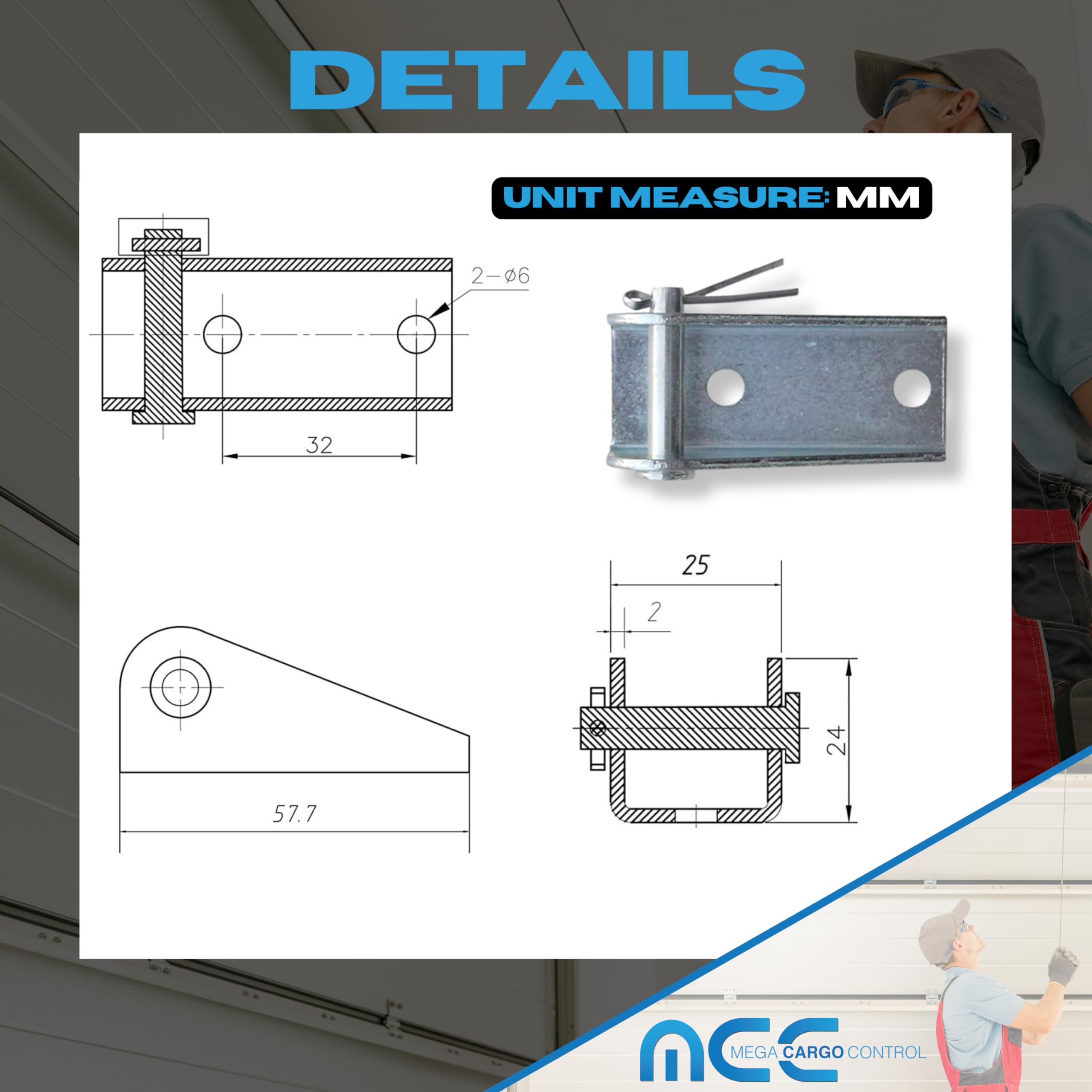 12-Pack Todco Large Top Fixture for Overhead Roll-Up Truck Doors - Heavy Duty Industrial Door Hardware for Box Trucks & Commercial Vehicles (Durable Construction, Easy Installation) - Perfect for Warehouses, Loading Docks & Fleet Maintenance