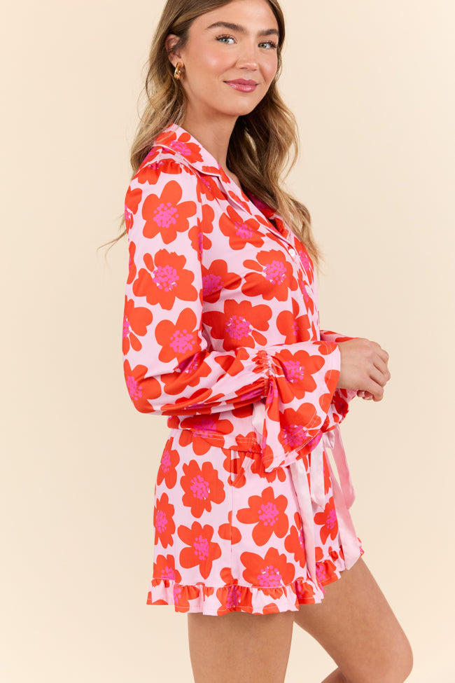 Blooming Bright Night Floral Pajama Set for Women - Soft Sleepwear & Loungewear - Floral Print PJs for Comfortable Nights at Home or Vacation
