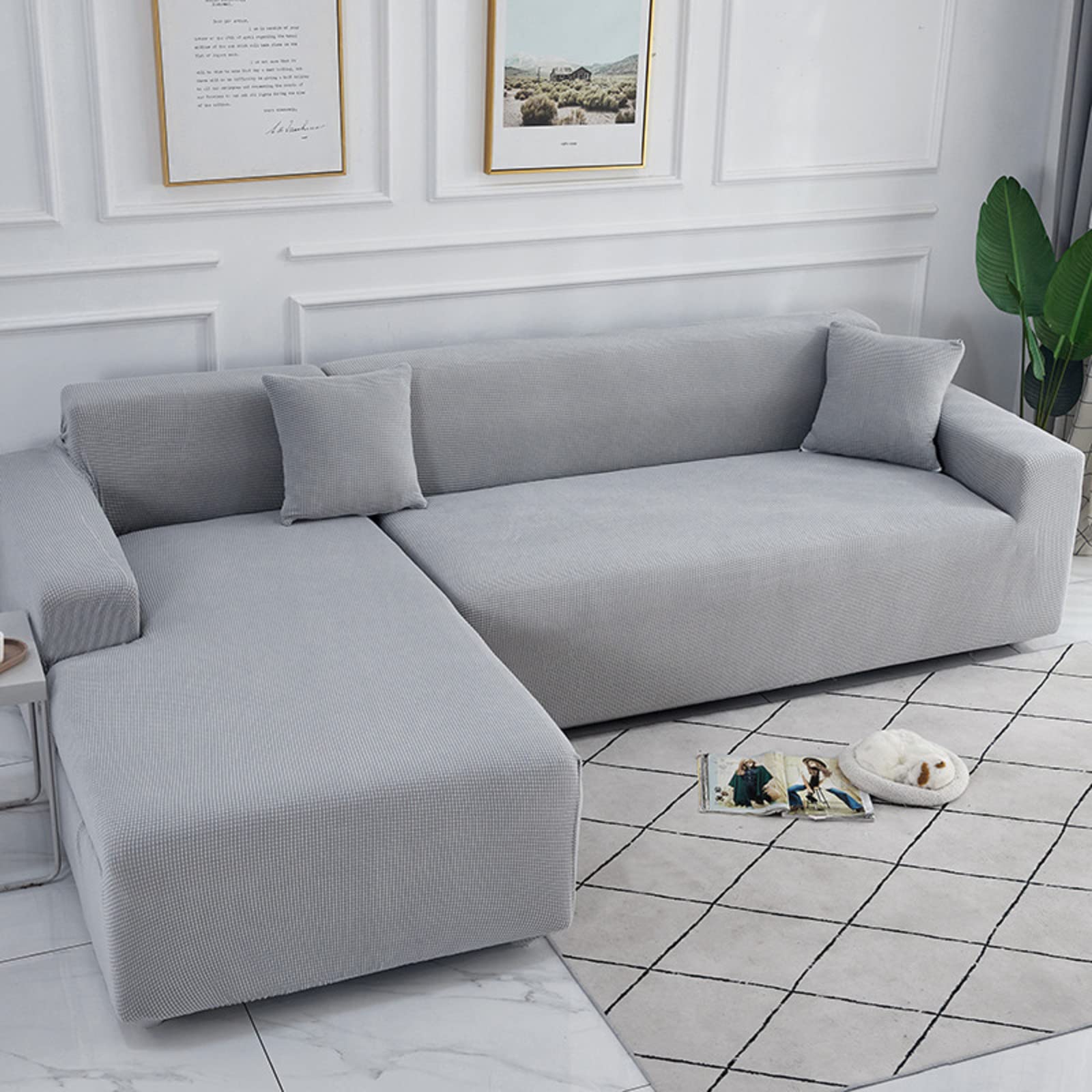 Solid Color Waterproof Non-Slip Sofa Cover Protector - Stretchable Couch Slipcover for Sectional, Loveseat & 4-Seater XL Sofas (Multi-Size) - Perfect for Living Room, Family Room & Home Decor Protection