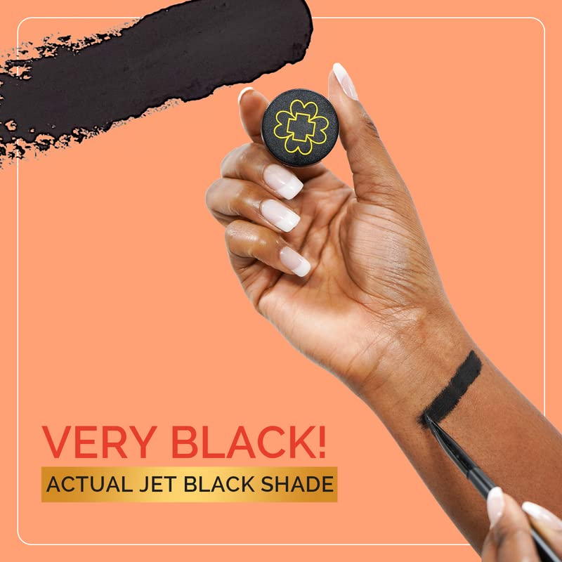 Vegan Black Gel Eyeliner - 3g Smudge Proof & Long Lasting | 70% Organic, Gluten Free, Paraben Free | Fast Drying & Eco-Friendly Formula | Perfect for Everyday Makeup, Parties & Professional Looks