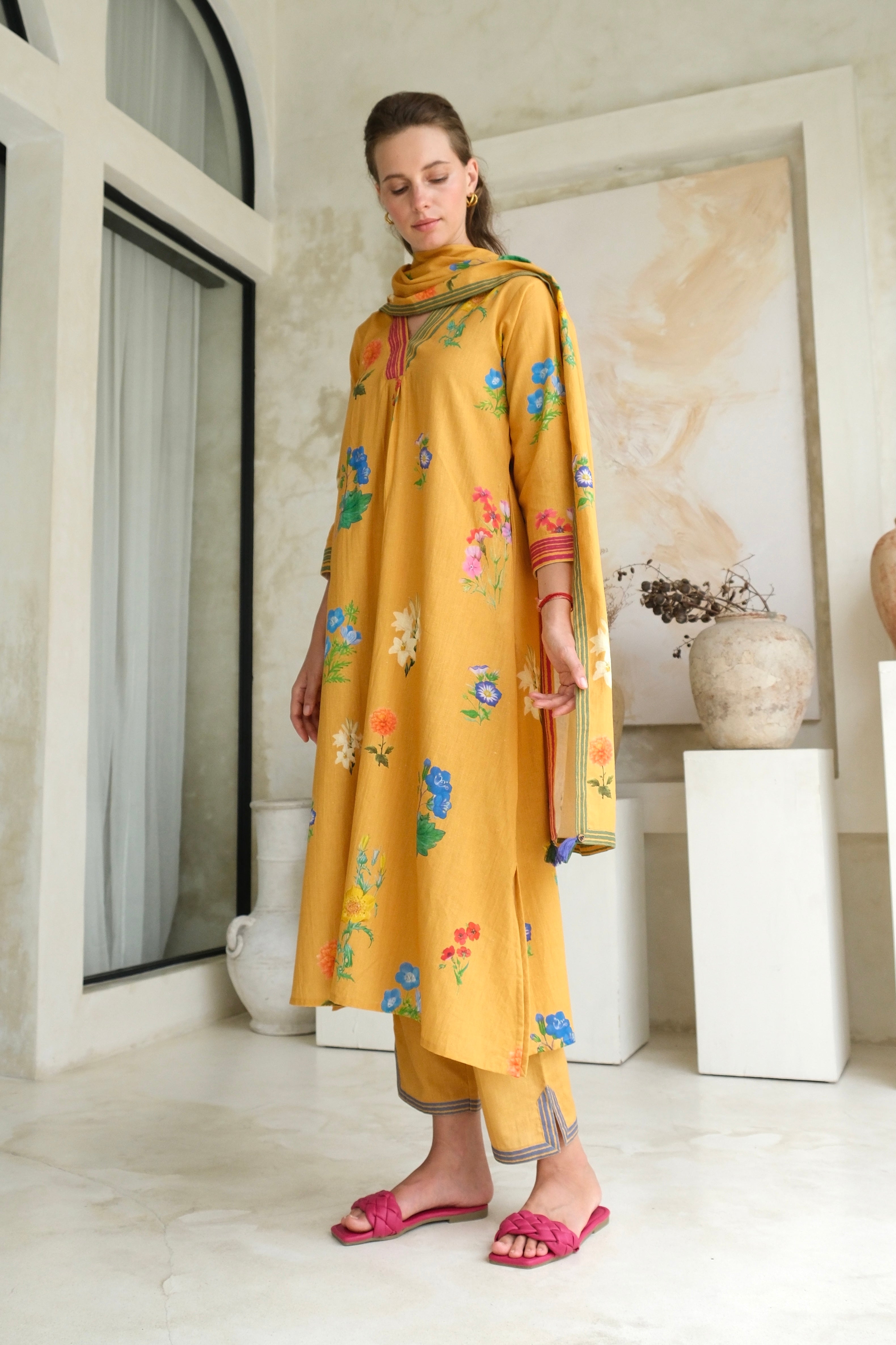 Stylish Marigold Kurta Set for Women | Traditional Indian Ethnic Wear | Perfect for Festivals, Weddings & Casual Outings