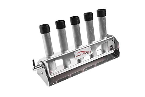 Boat Fishing Rod Holder Rack - 4-Position Adjustable Pivoting Rod Launcher with 5 Rod Capacity | Perfect for Saltwater & Freshwater Fishing, Kayak & Pontoon Boat Accessories