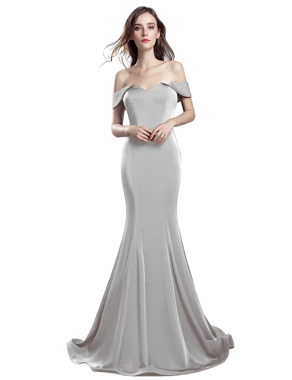 Sarahbridal Women's Off Shoulder Mermaid Evening Gown - Elegant Satin Formal Prom Dress Long for Wedding, Party & Special Occasions