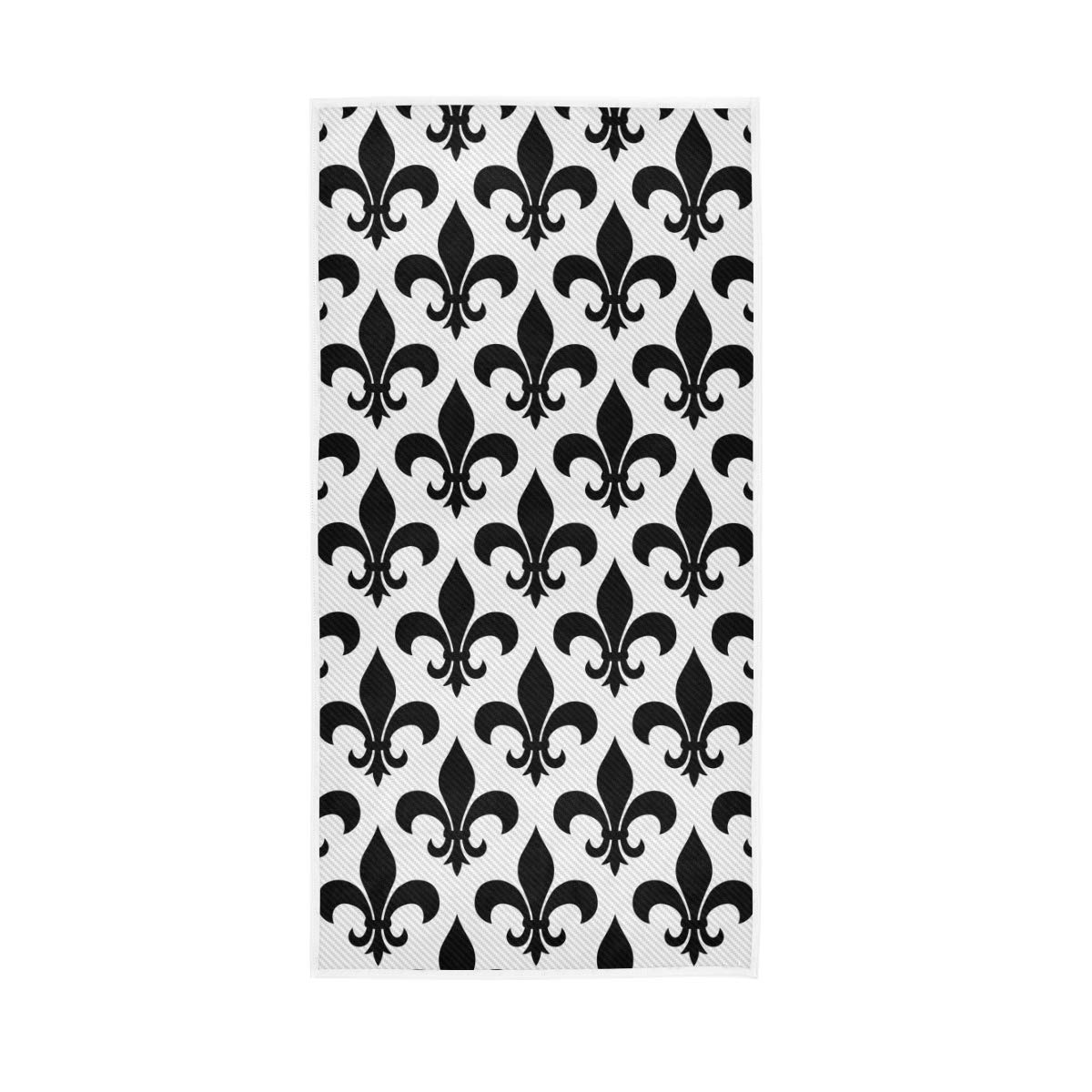 Premium Black & White Fleur De Lis Cotton Hand Towels - Ultra Absorbent 15x30 Inch Multipurpose Towels for Yoga, Gym, Spa, Face, Bathroom & Kitchen - Luxury Hotel & Home Decor Set (Pack of 6) - Perfect for Guest Bathrooms, Fitness Studios & Elegant Home Decor